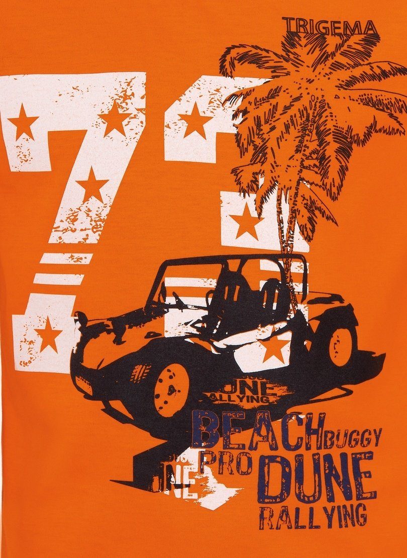 T-Shirt T-Shirt TRIGEMA Motiv für mit Trigema mandarine jugendlichem Jungen