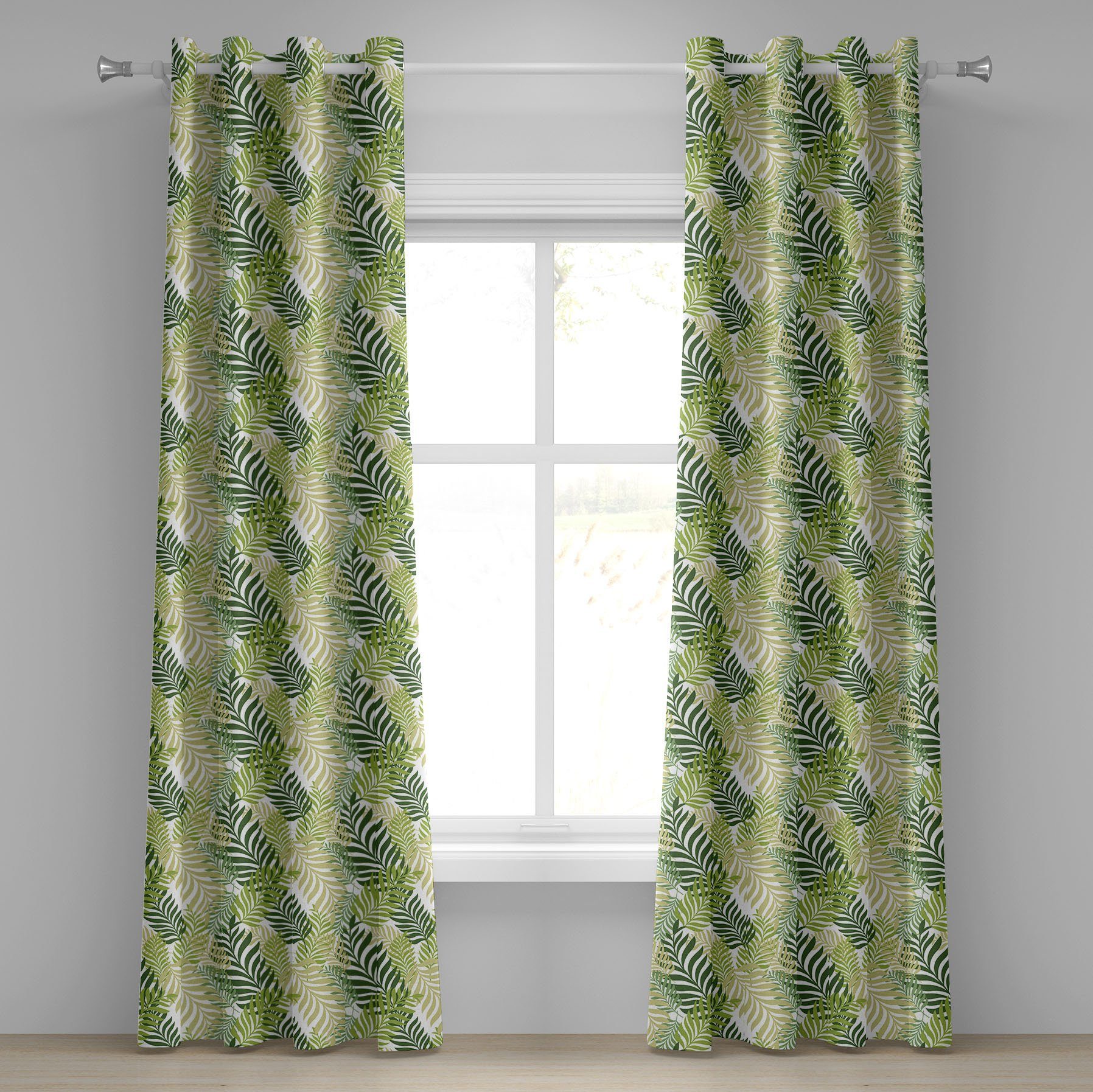 Gardine Dekorative 2-Panel-Fenstervorhänge für Schlafzimmer Wohnzimmer, Abakuhaus, Frühling Tropic exotische Palmen