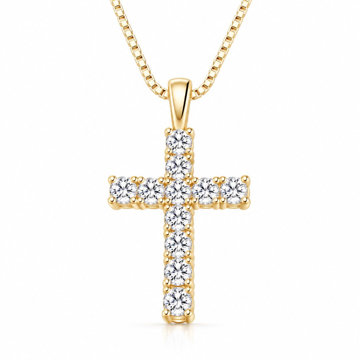 ROUGEMONT Kreuzkette Damen Moissanit Kreuz Halskette 1,0ct 925 Sterling Silber, Echtschmuck