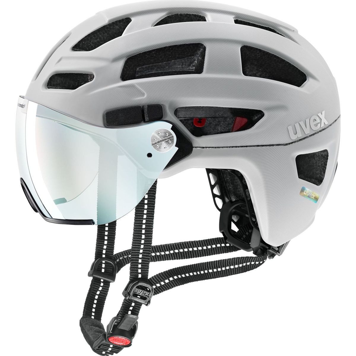 Uvex Fahrradhelm Finale Visor V, Innovativer Fahrradhelm mit selbsttönendem Visier, optimaler Passform