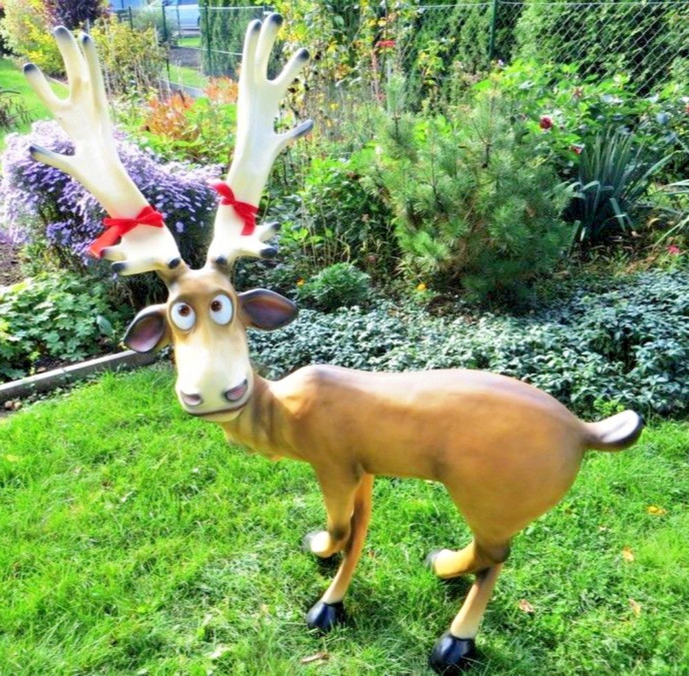 Weihnachtsfigur XXL lustiges Rentier Rudi stehend ca.145 cm hoch Elch Weihnachtsdeko D