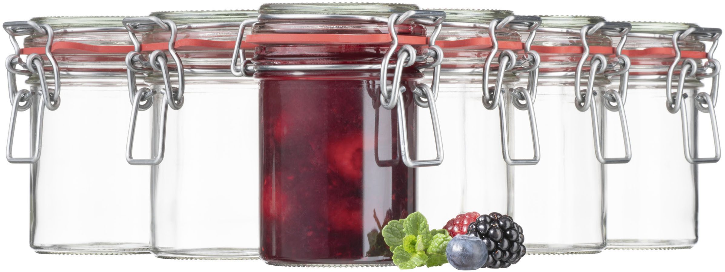 MÄSER Einmachglas Gothika, Einkochglas Set, Glas, (Set, 6-tlg., 6 x Einmachglas m. Deckel, Füllmenge 21,2 cl)
