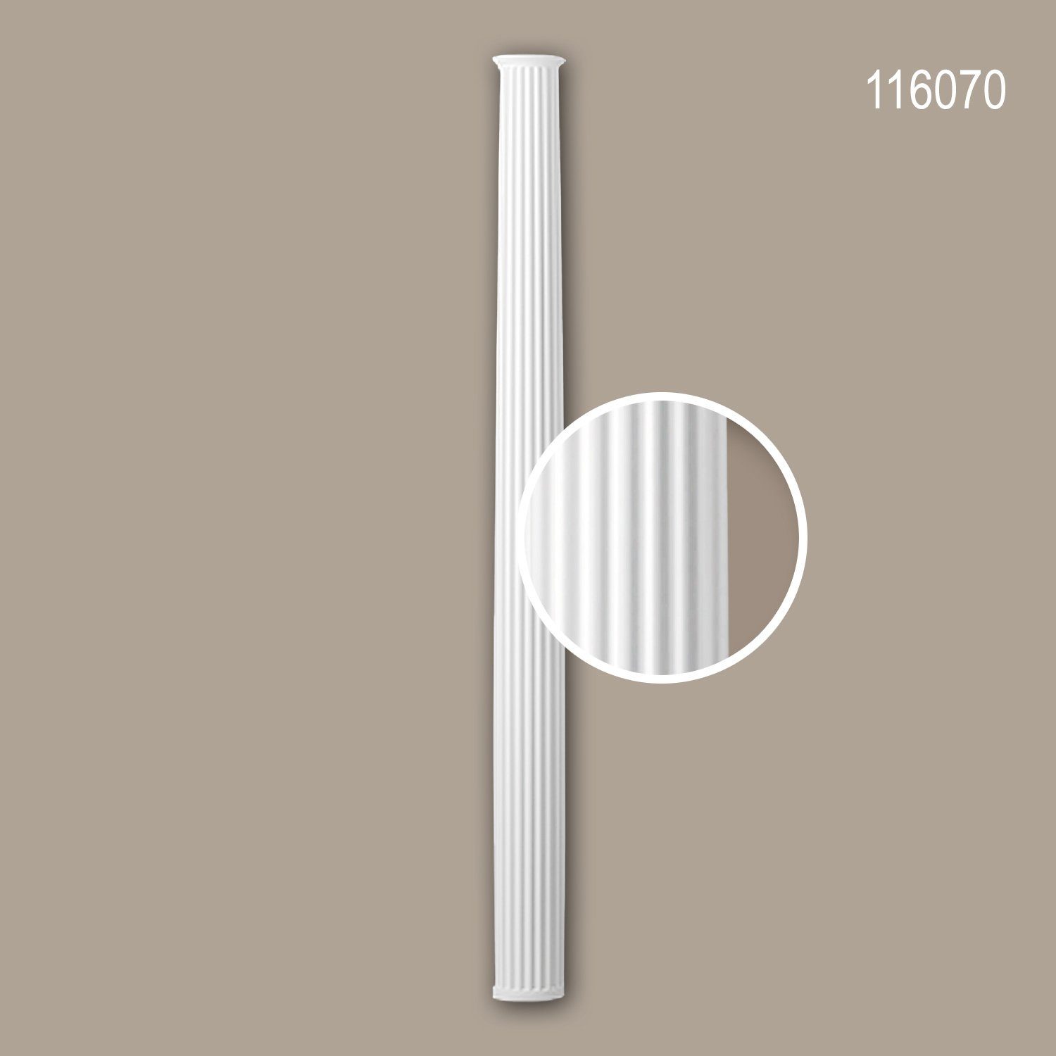 Profhome Wanddekoobjekt 116070 (Halbsäulen Schaft, 1 St., Säule, Zierelement, Stucksäule, Dekosäule), weiß, vorgrundiert, Stil: Neo-Klassizismus