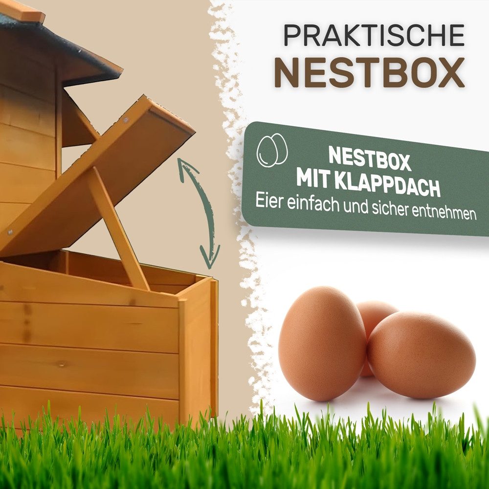 Melko Kleintierkäfig Hühnerstall Gefügelstall Kleintierstall 6-Eck Braun o. Weiß Hühnerhaus, für 5-8 Hühner