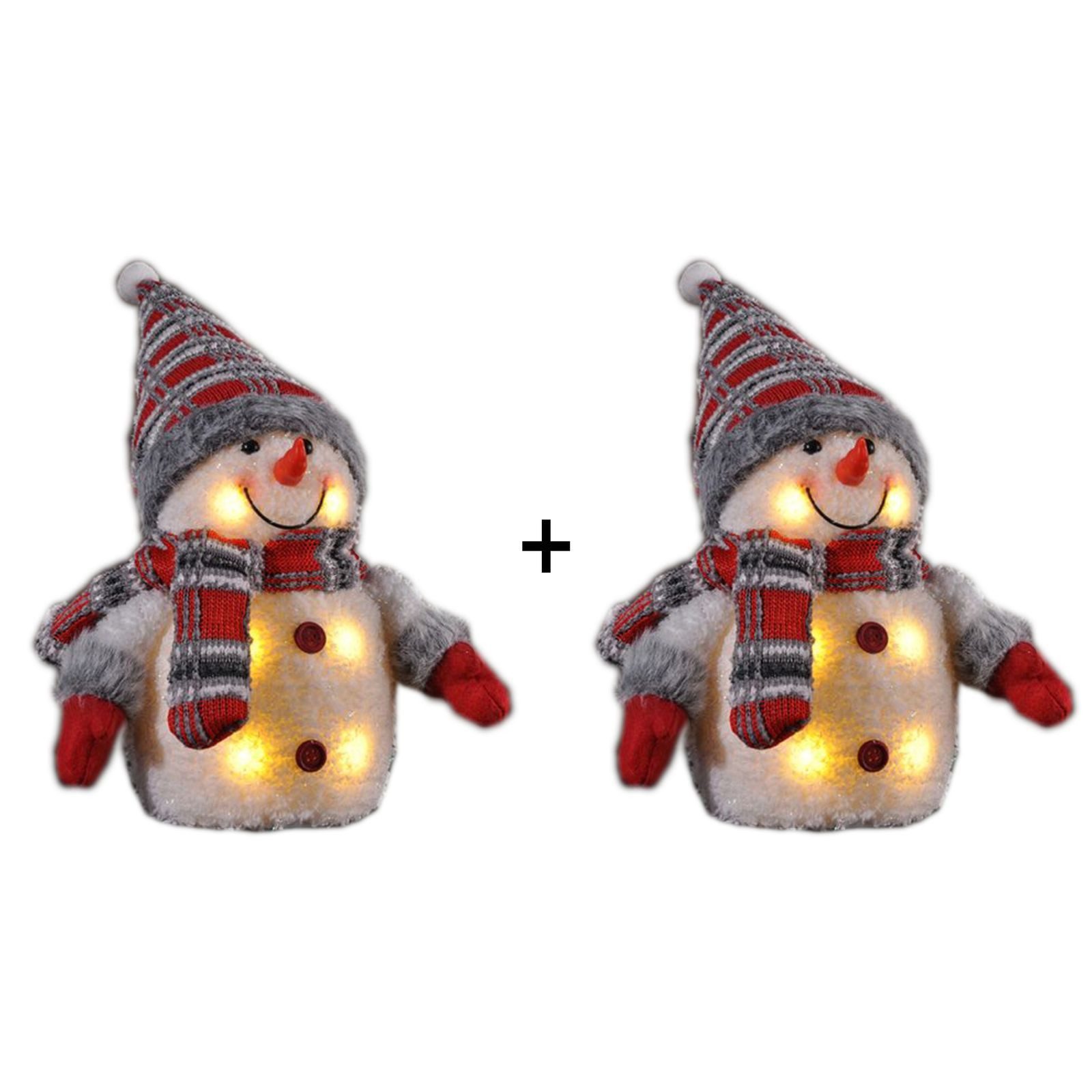 Gravidus Schneemann 2er Set Weihnachtsfiguren Deko LED Schneemann Beleuchteter Schneemann