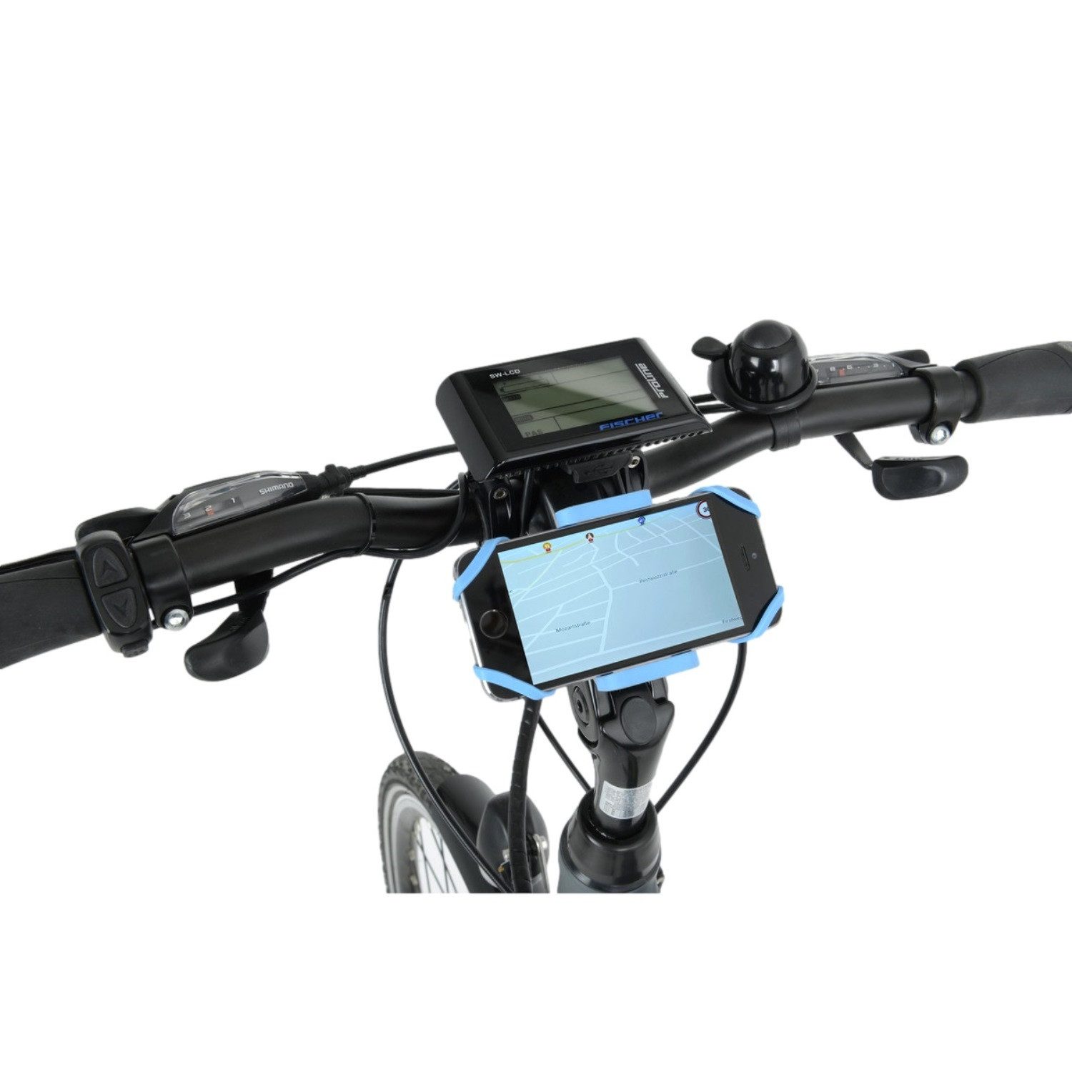 FISCHER Fahrrad Smartphone-Halterung Universal Fahrradhalterung Lenker-Halter, (bis 6.7 Zoll, Universell für Smartphone iPhone 4" bis 6,7" auch eBike eScooter)