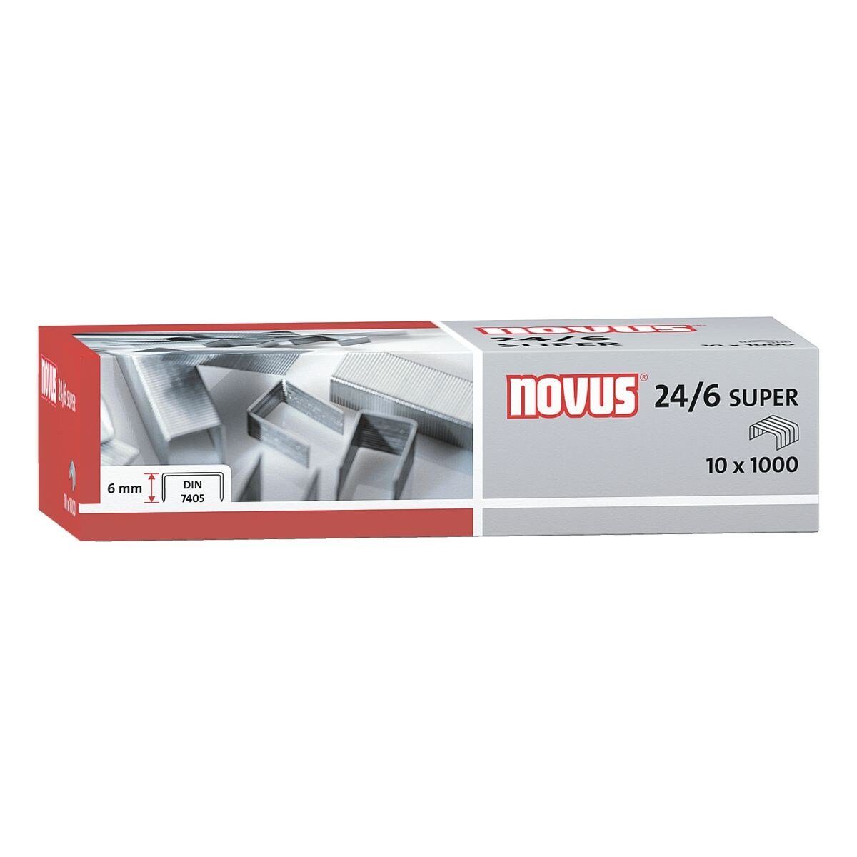 NOVUS Heftklammer 24/6 Super, 10.000 Stück/Pack, Heftleistung 30 Blatt