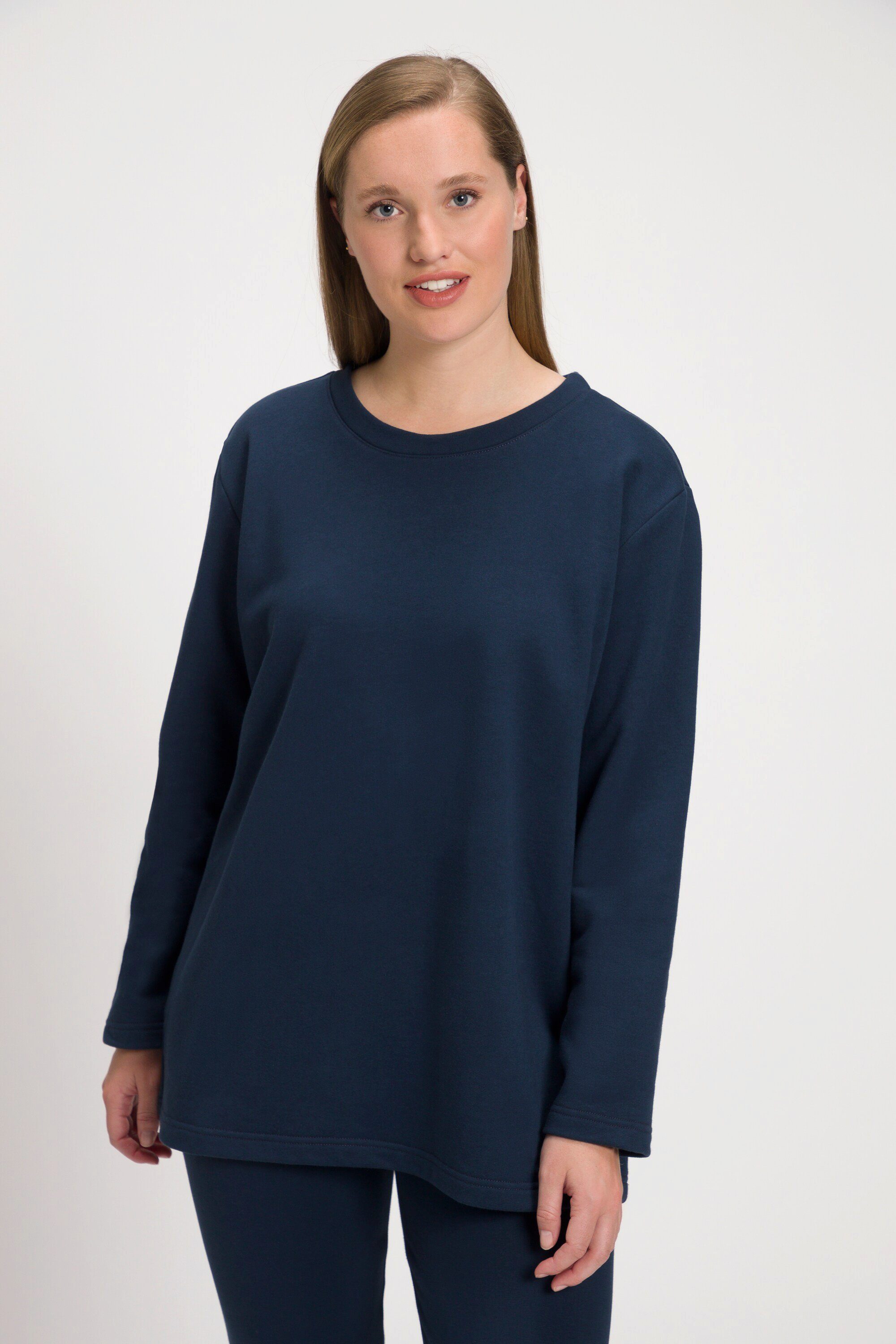 Ulla Popken Sweatshirt Sweatshirt Oversized C2C zertifiziert mattes nachtblau