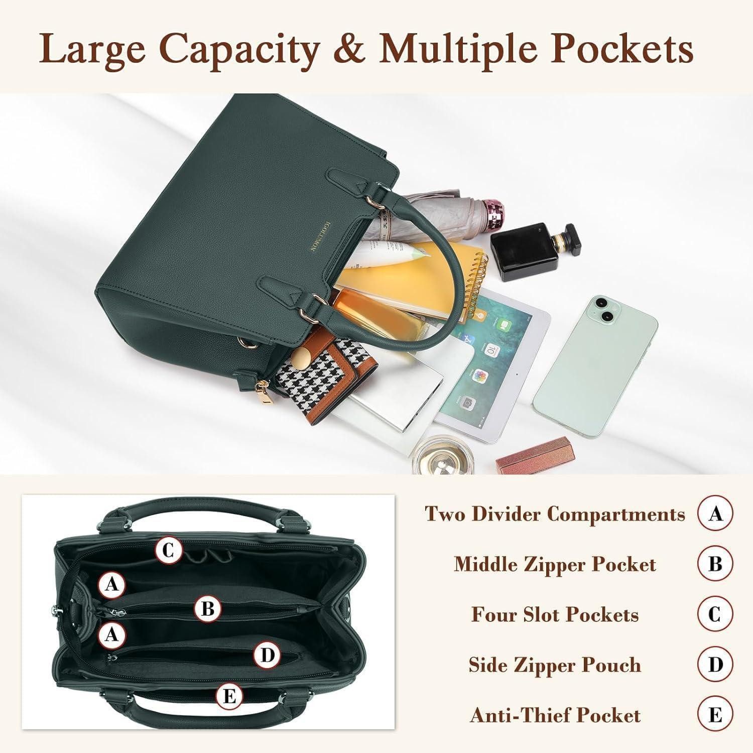 LuxusKollektion Henkeltasche Handtasche Damen Mittelgroß Leder Henkeltasche Dunkelgrün