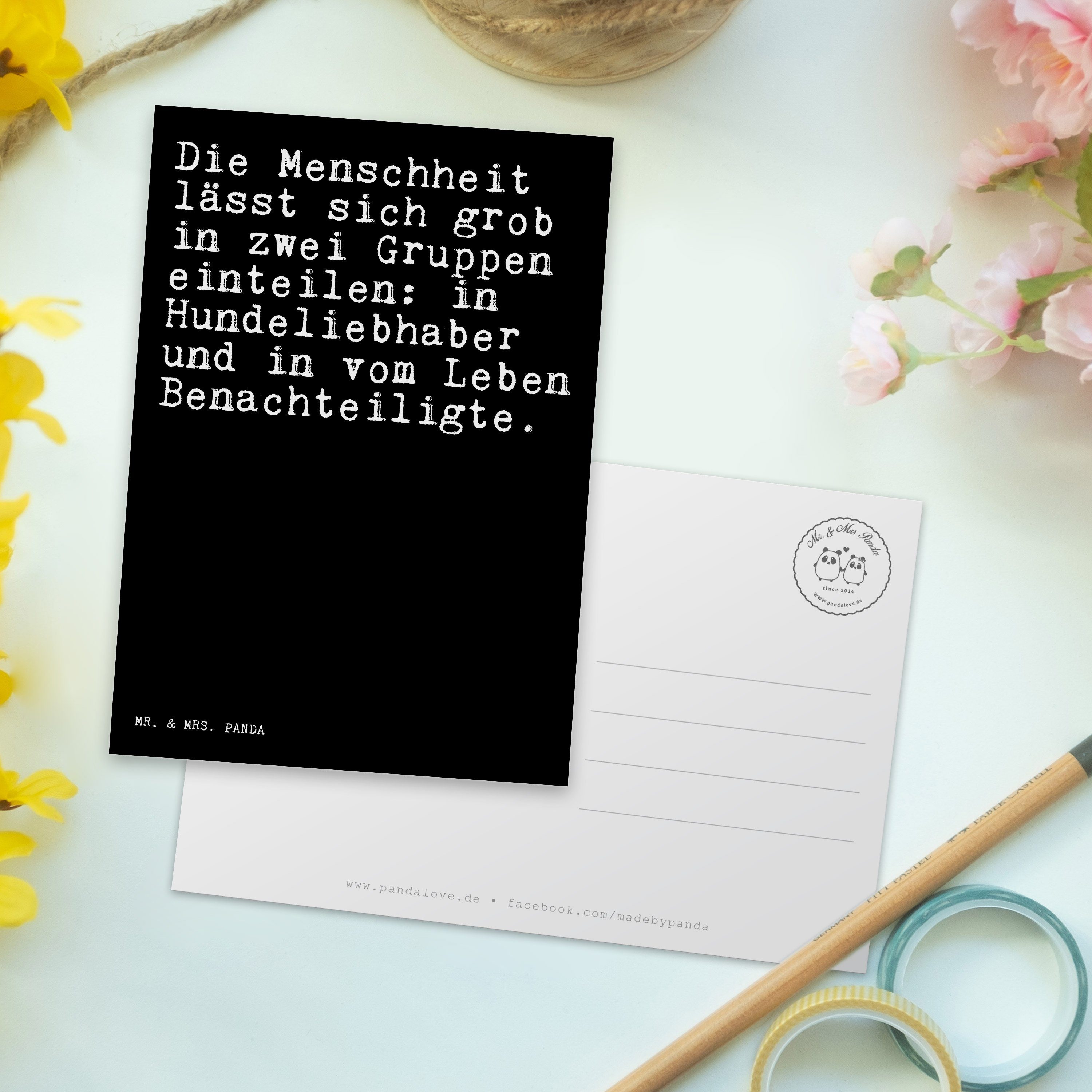 - - Menschheit Herz, Mrs. Panda Ansich Postkarte & Geschenk, Schwarz Mr. sich... Die lässt Hund,