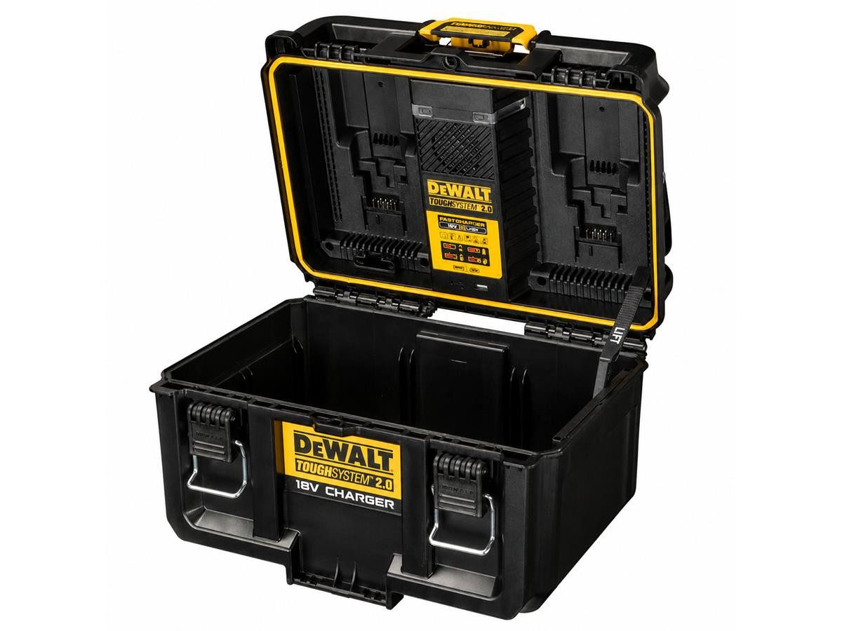 DeWalt Werkzeugbox ToughSystem 2.0 Charger Box, integrierter Lüfter, Platz zum gleichzeitigen Laden von 2 Akkus