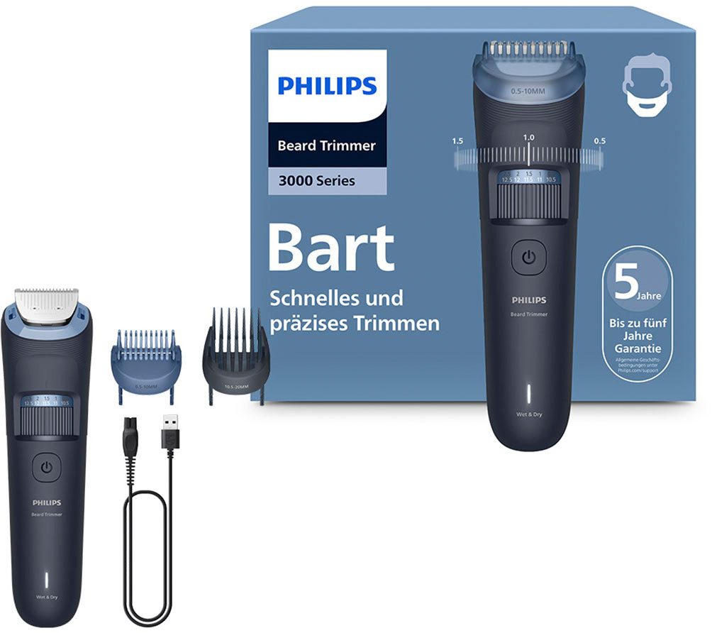 Philips Bartschneider Serie 3000 BT3665/15, mit 40 einstellbaren Schnittlängen, inkl. Reinigungsbürste