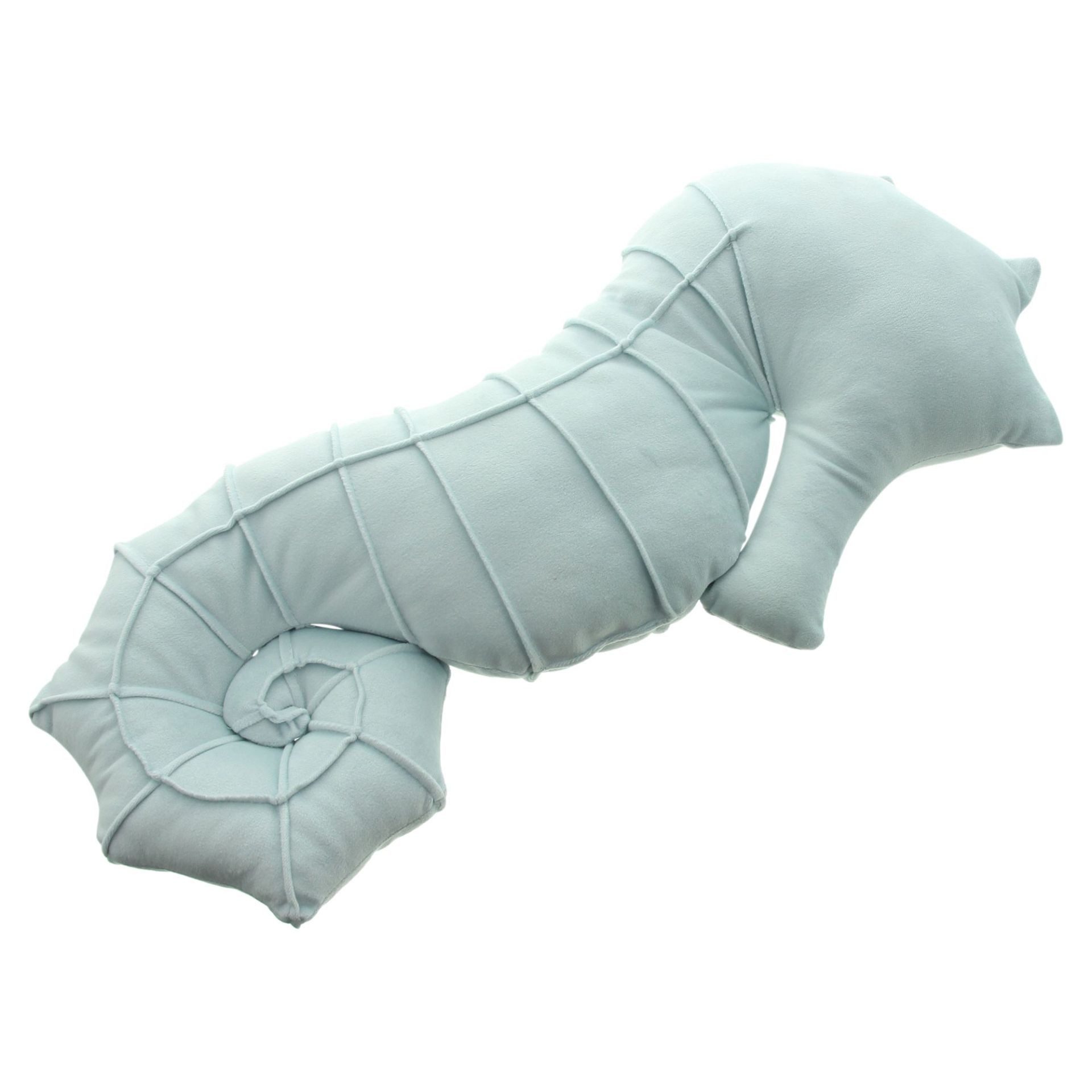 Dekoleidenschaft Dekokissen "Seepferdchen" Sofakissen in hellblau, 58 cm hoch, Zierkissen maritim, Couchkissen, Kuschelkissen