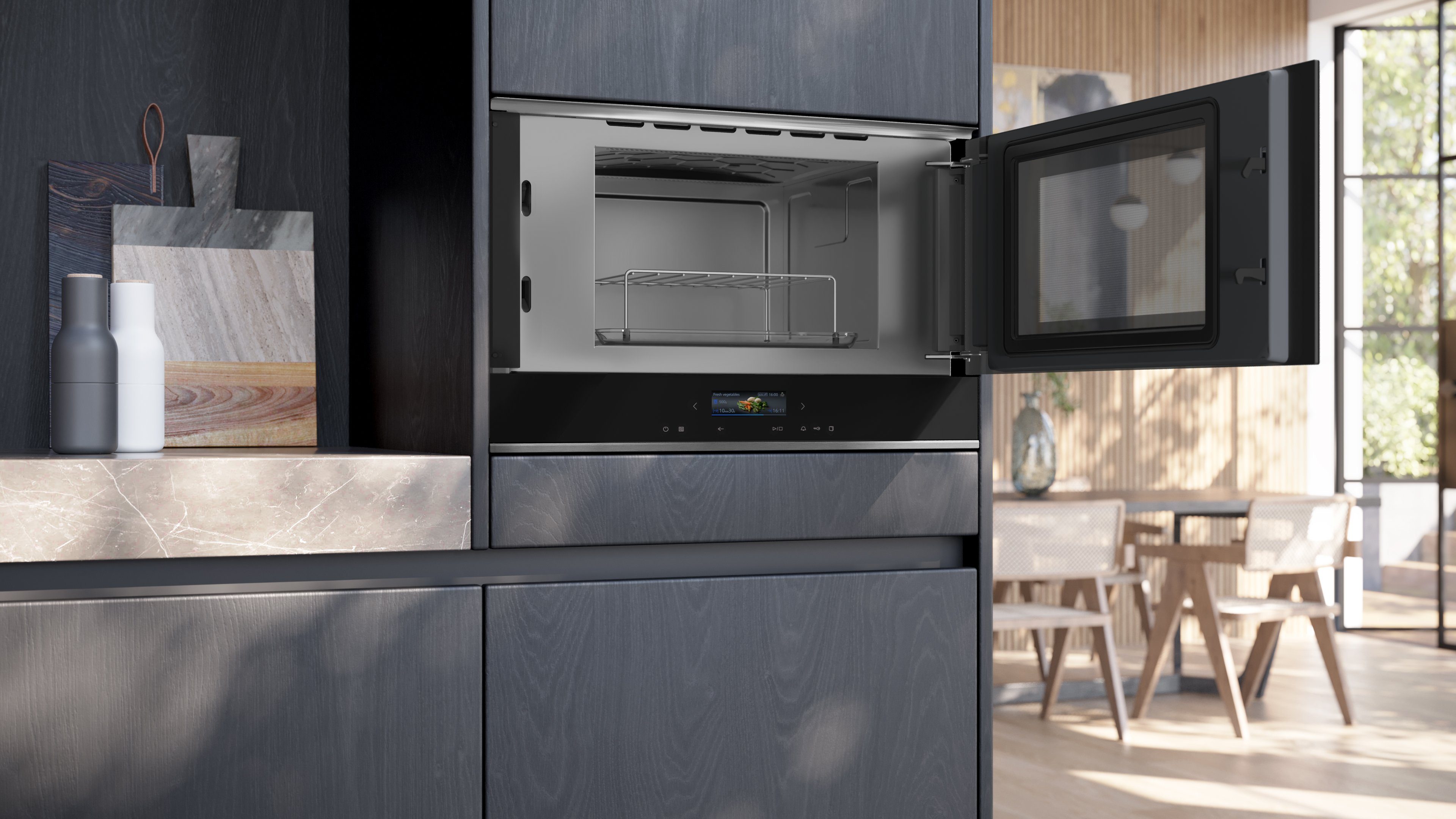 SIEMENS Einbau-Mikrowelle BE732R1B1, Grill, Mikrowelle, 21 l, TouchControl für eine einfach und direkte Auswahl der Heizarten