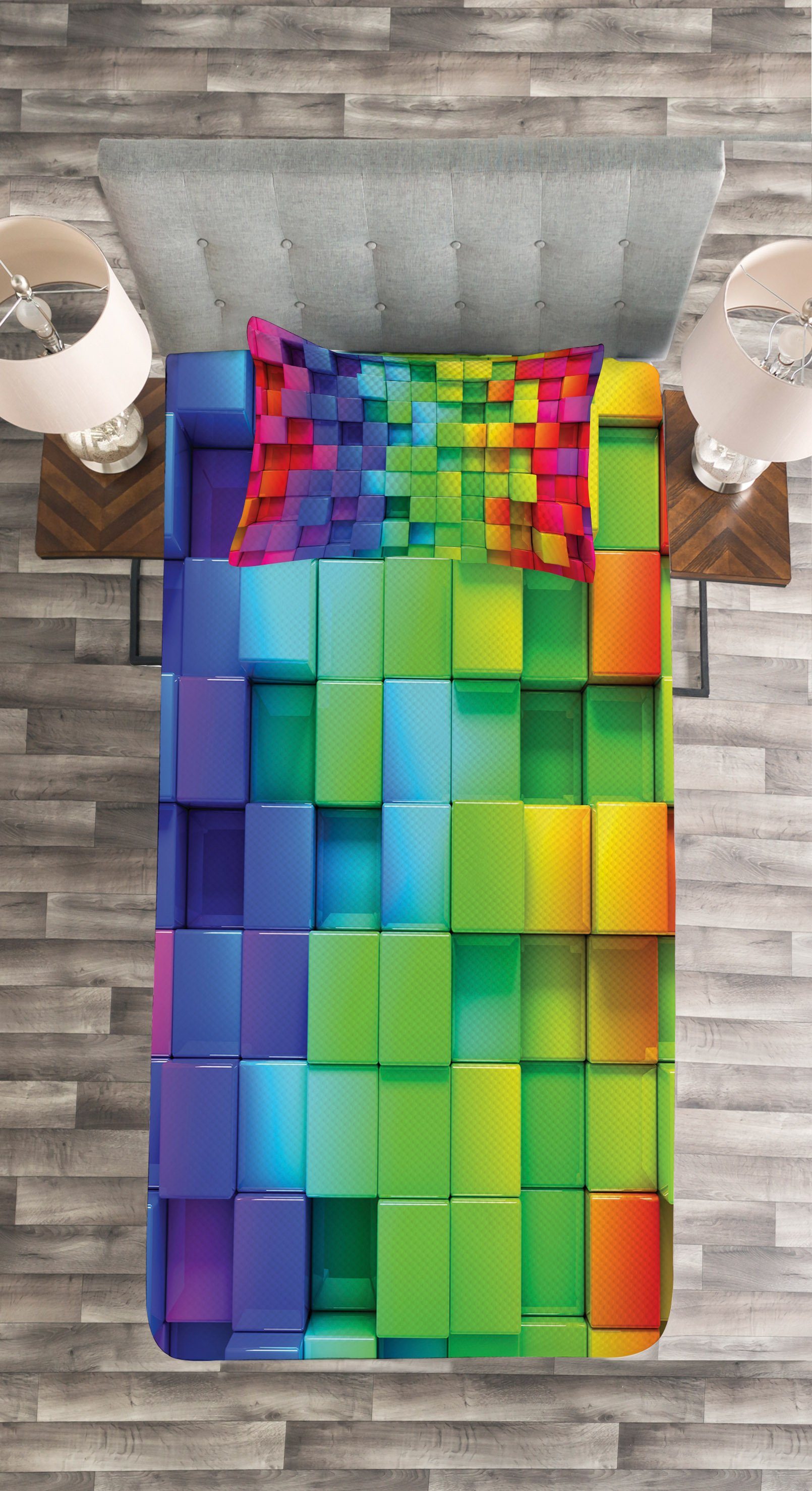 rainbow mit Tagesdecke Waschbar, Bunt Set Abakuhaus, Color Kissenbezügen