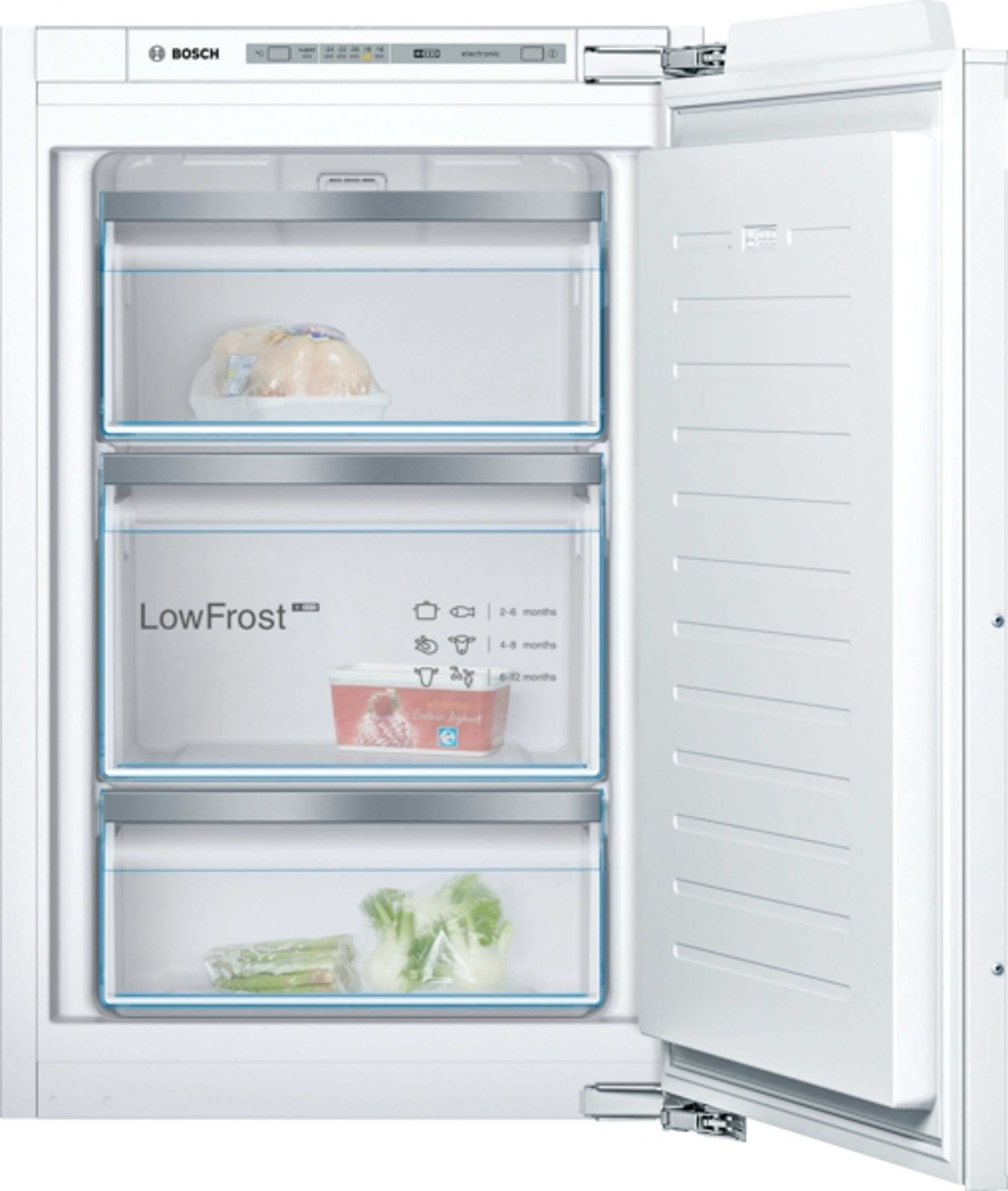 BOSCH Einbaugefrierschrank GIV21ADD0, 87.4 cm hoch, 55.8 cm breit, LowFrost Automatisches SuperGefrieren BigBox-Gefriergutschublade