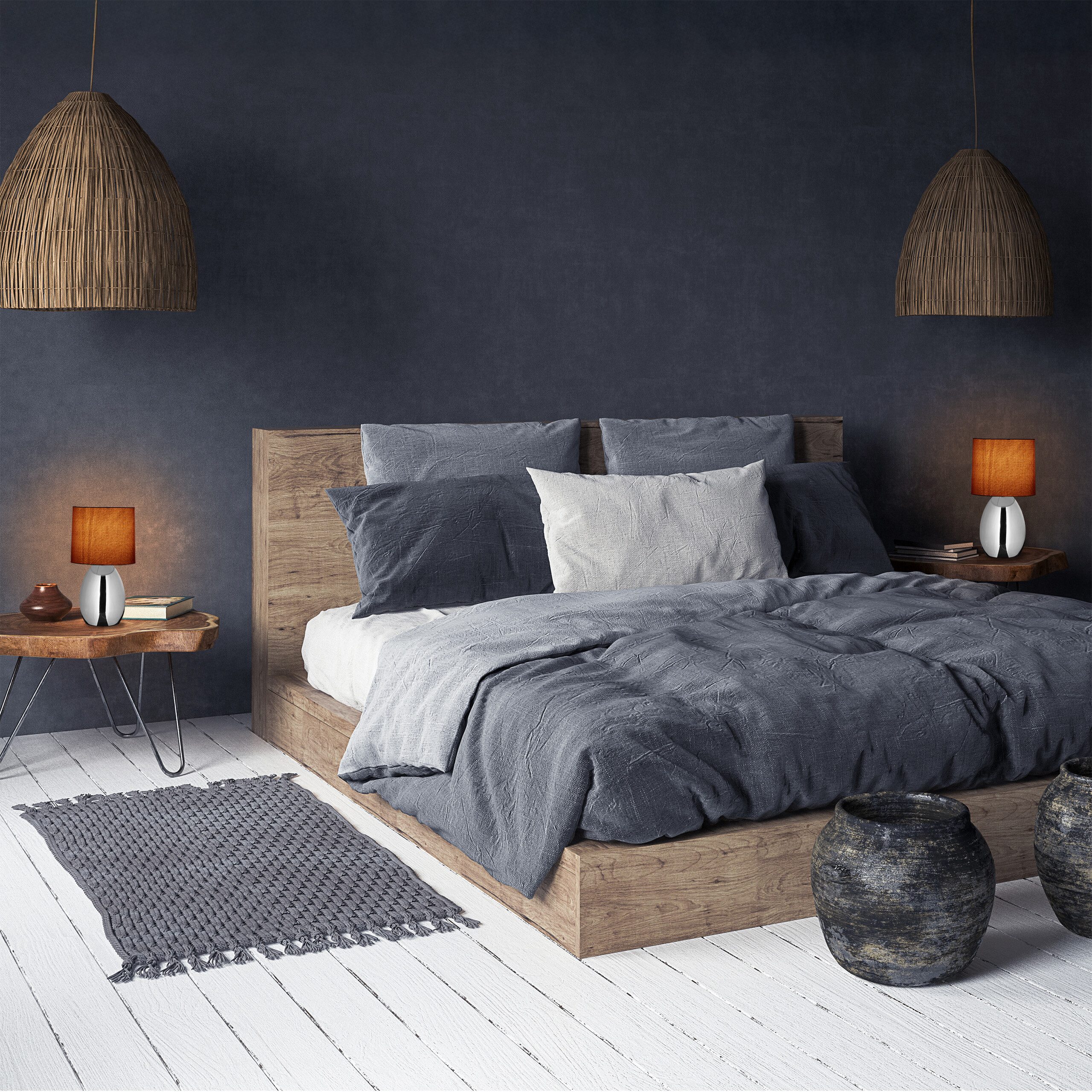 relaxdays Nachttischlampe 2er Set, Ein-/Ausschalter, Silber günstig online kaufen