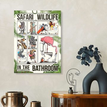 Posterlounge Acrylglasbild Wyatt9, Safaritiere im Badezimmer II, Badezimmer Illustration