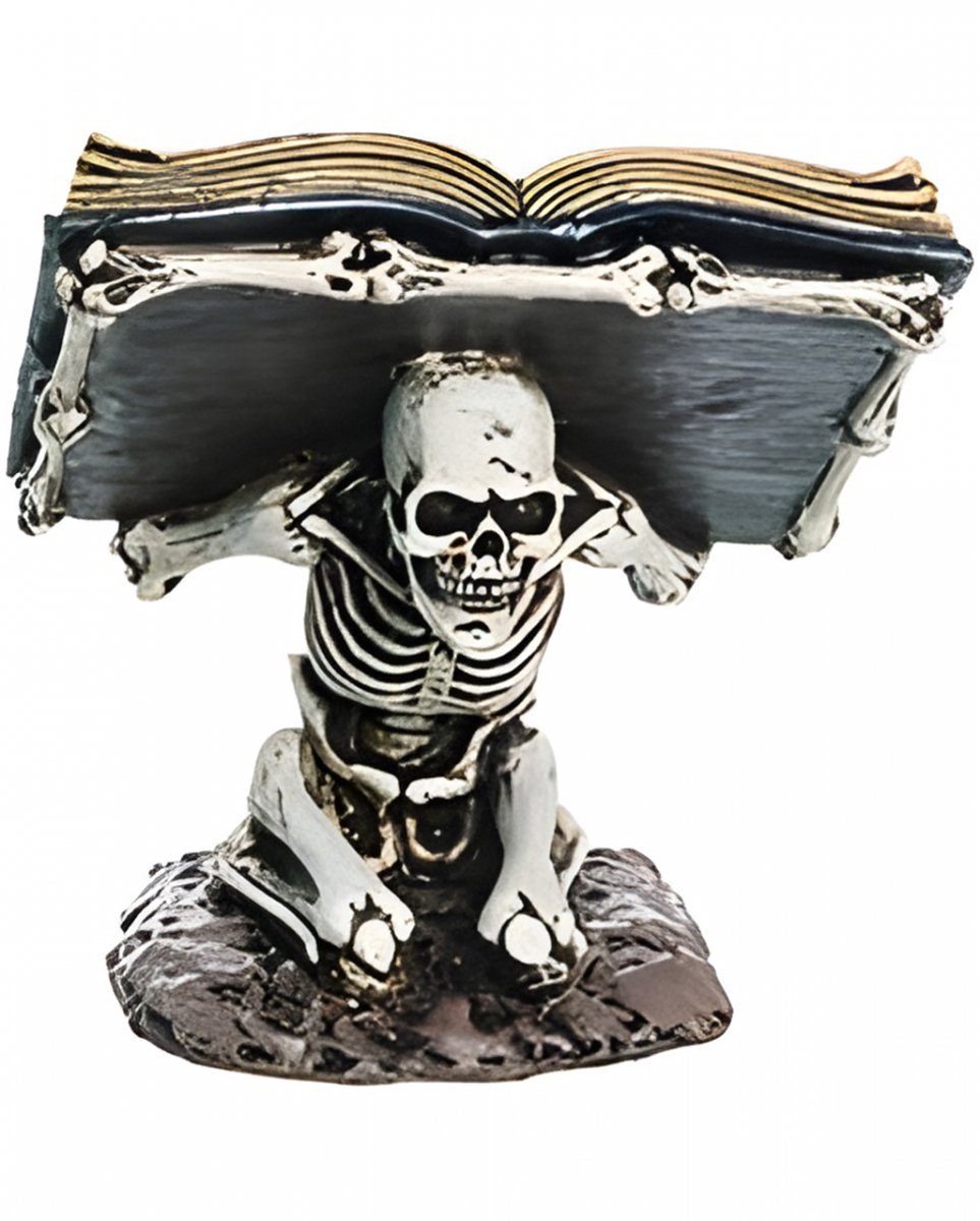 Horror-Shop Dekofigur Skelettfigur mit Book of Spells als Gothic & Hallo