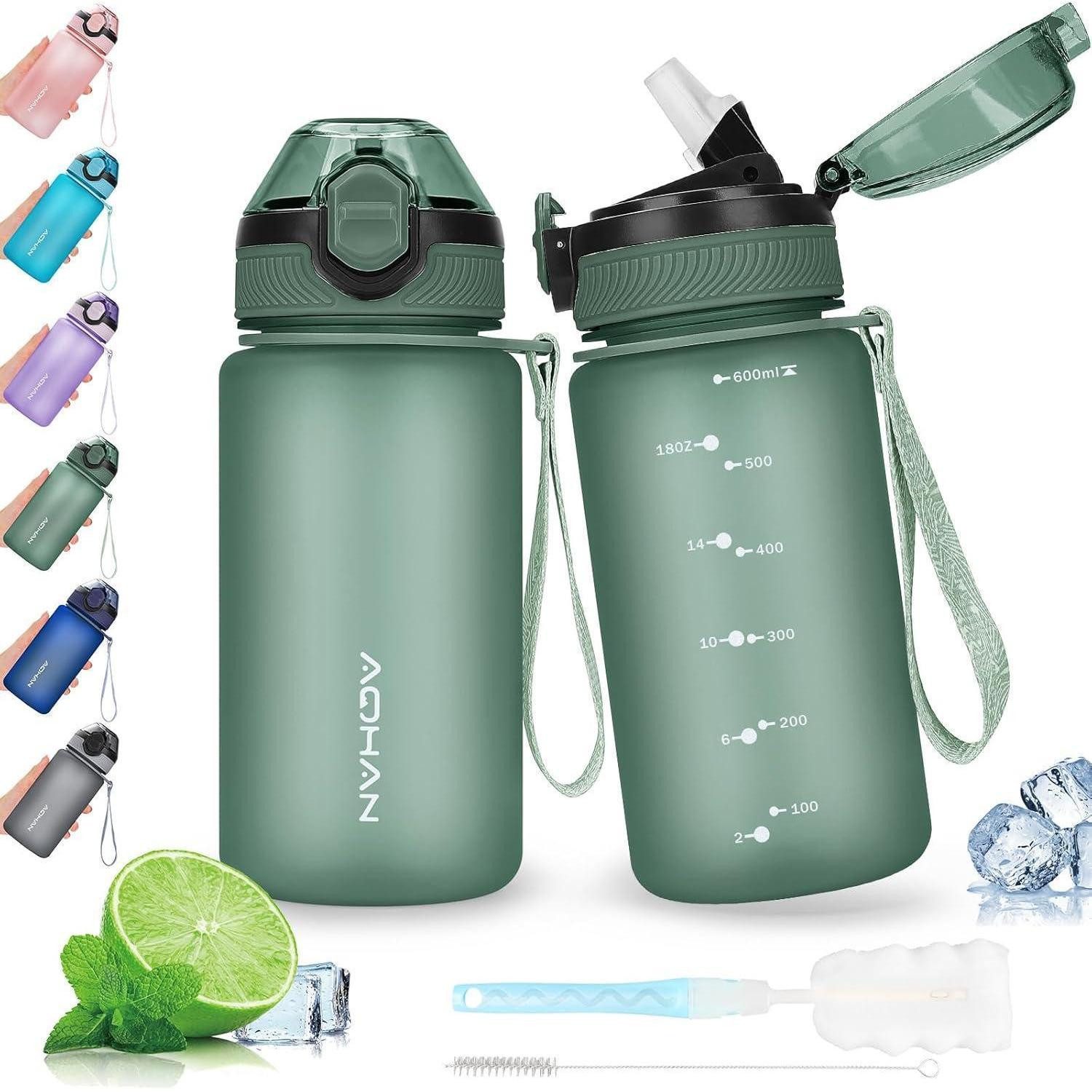 LuxusKollektion Trinkflasche Sport-Trinkflasche mit Klappdeckel und Stroh 600ML BPA-frei und