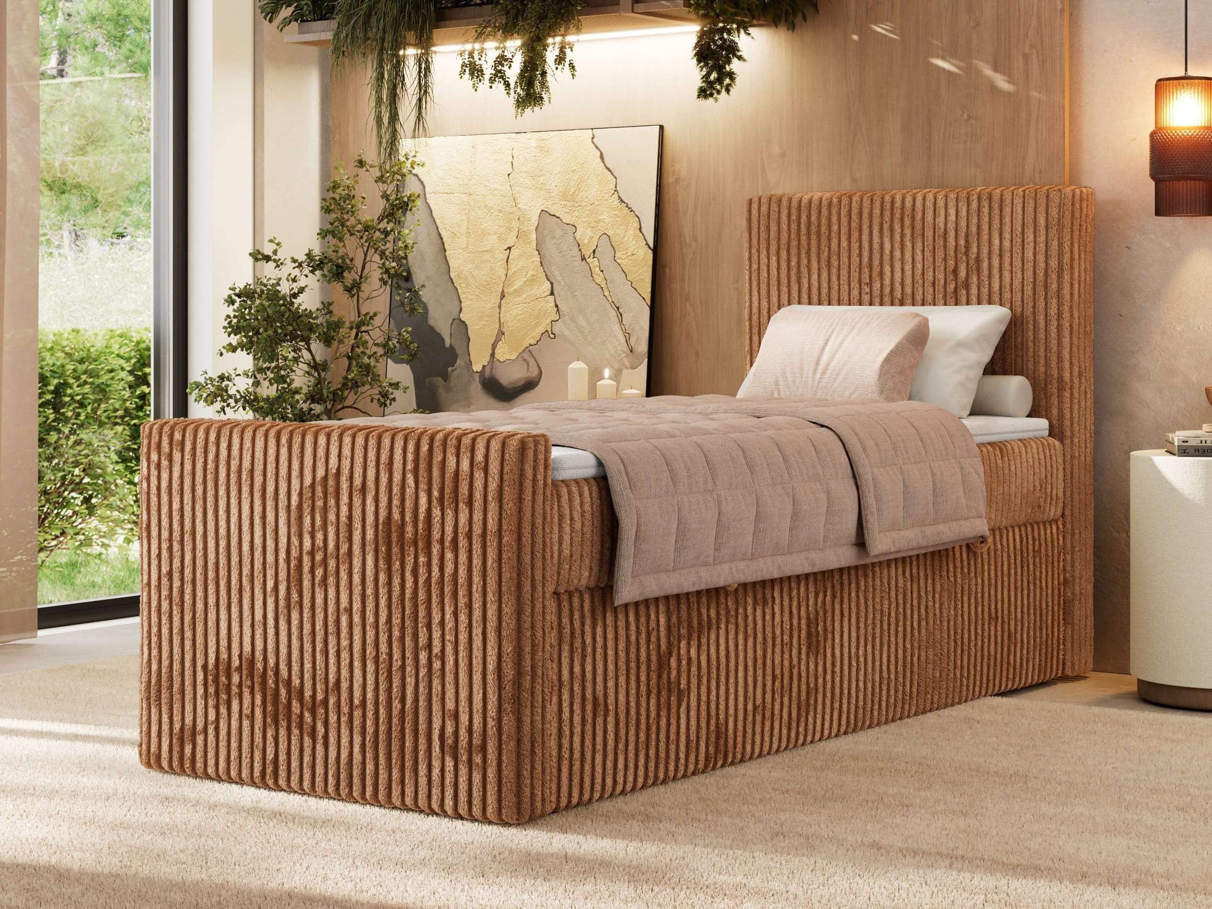 MKS MÖBEL Boxspringbett TILIANO DUO 90 (Set, Bett mit Matratze, Einzelbett 90x200 cm mit Matratze und Bettkasten), 7-Zonen-Taschenfederkern H3/H4, optionaler Topper T25 oder Visco