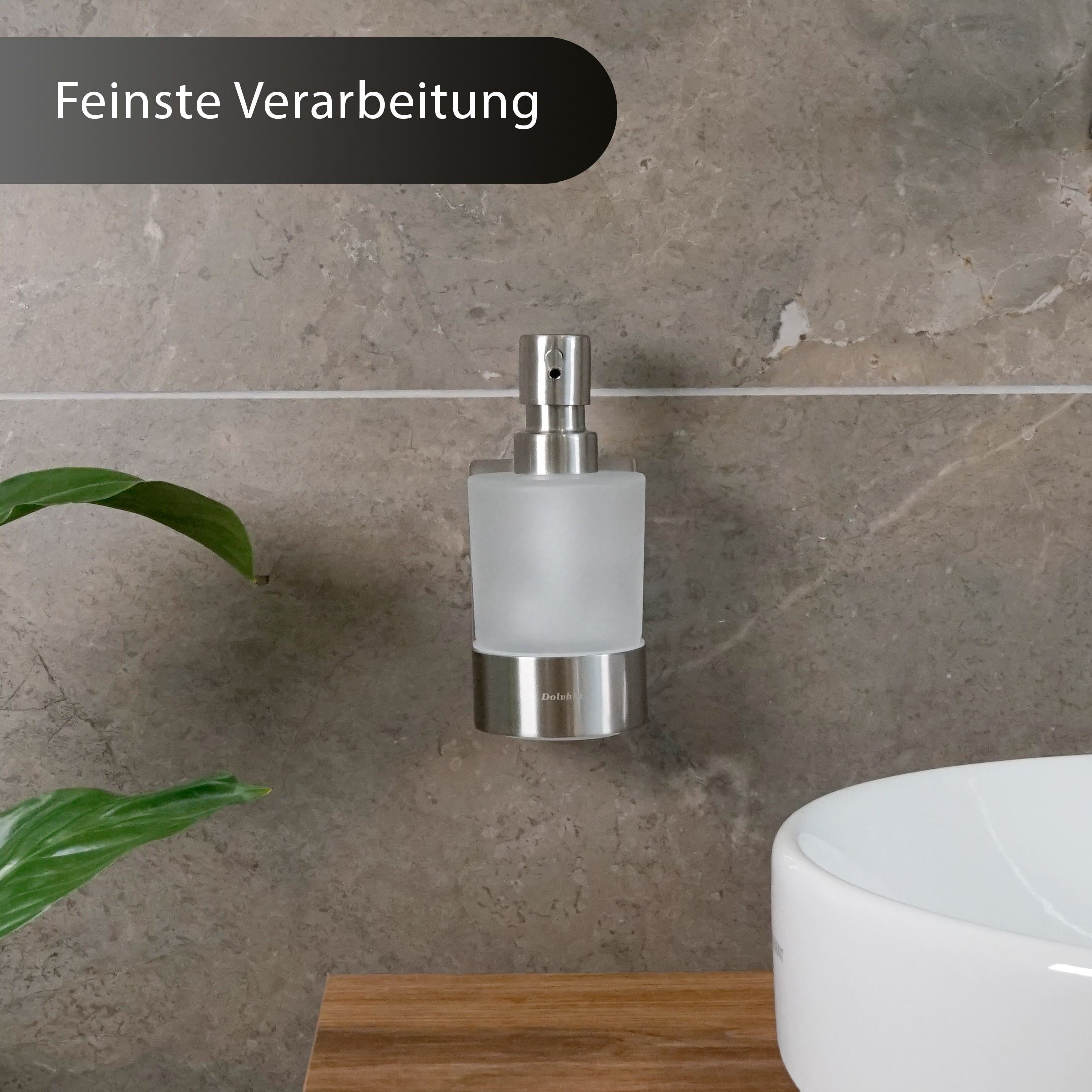 Dolvhin Seifenspender Wandmontage ohne Bohren, Glas Handseifenspender, Wandseifenspender, (Flüssigseifenspender, inkl. extra starkem 3M Klebestreifen), 250ml Milchglas