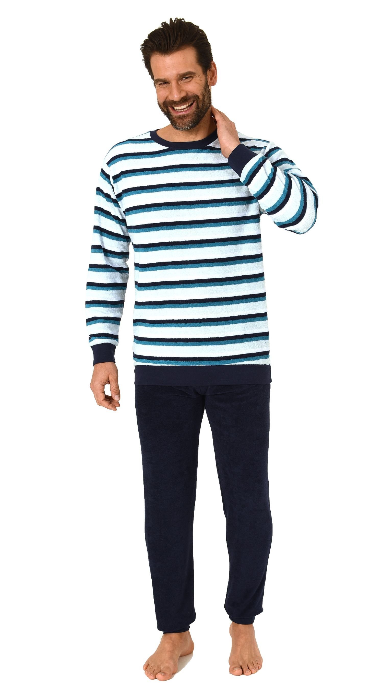 Normann Pyjama Herren Frottee Schlafanzug mit Bündchen in Streifenoptik - 291 13 788