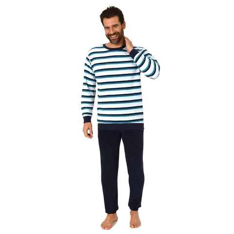 Normann Pyjama Herren Frottee Schlafanzug mit Bündchen in Streifenoptik - 291 13 788