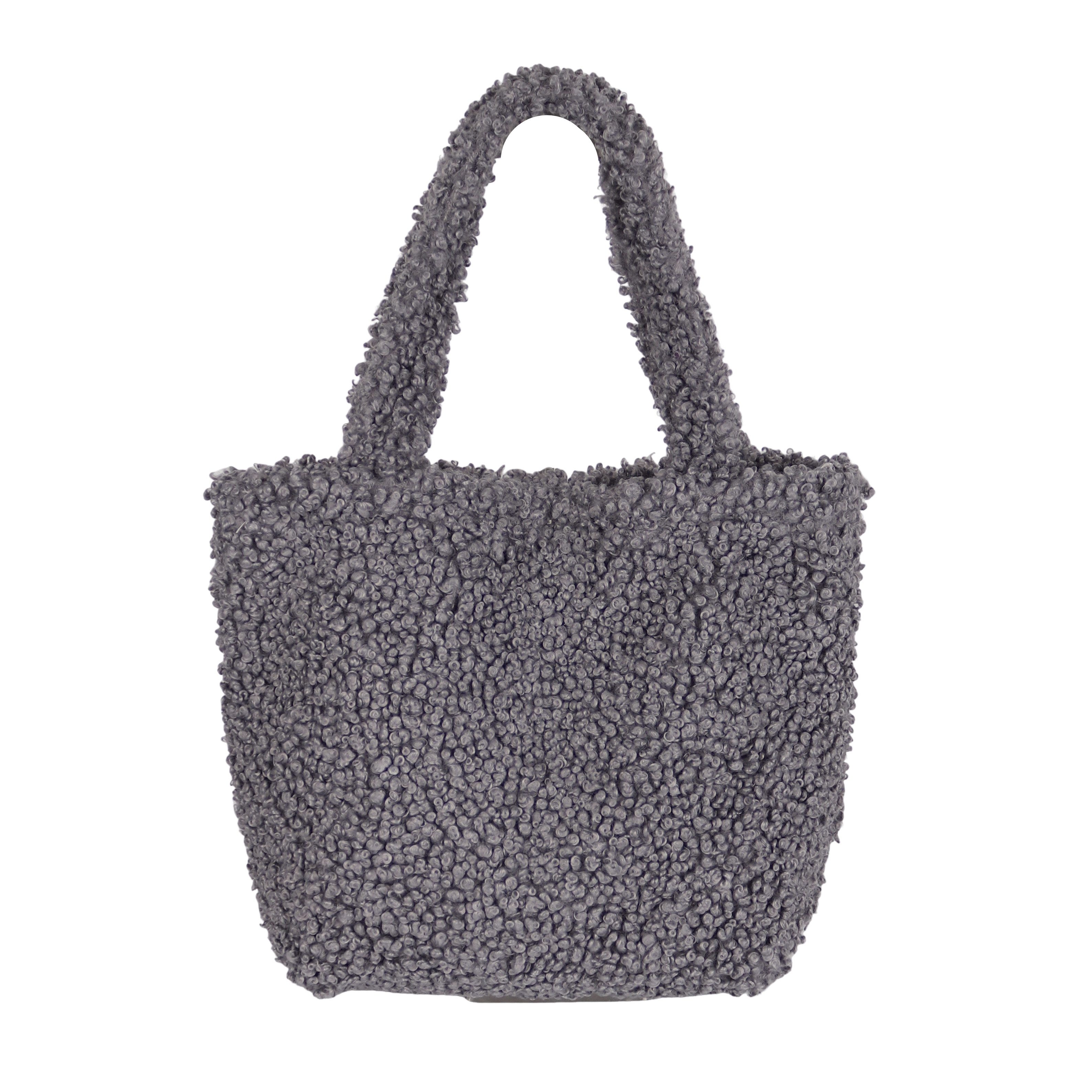 MIRROSI Shopper aus Kunstfell, Kunst-Teddyfell, Made in Italy, Beuteltasche, Tragetasche (33x36x11cm) mit viel Stauraum