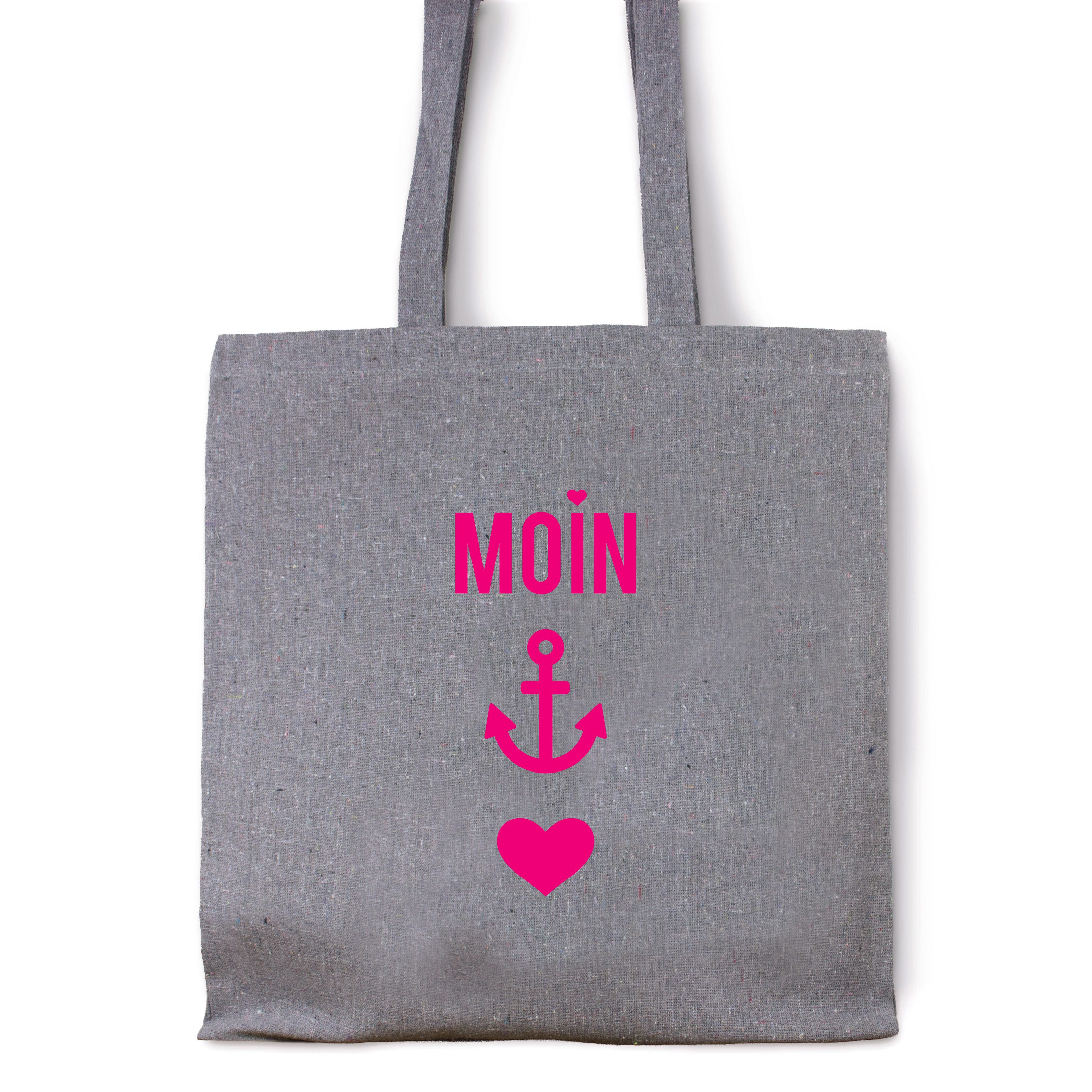 Bow & Hummingbird Beuteltasche Baumwollbeutel "Moin-Anker-Herz" (Neon-Pink) aus recycelter Baumwolle, aus recycelter Baumwolle