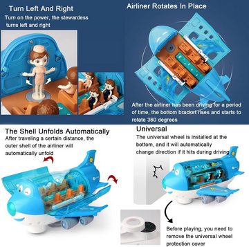 autolock Spielzeug-Flugzeug Elektrisches Flugzeugspielzeug,drehbares Flugzeug mit Licht, Musikeffekten,360-Grad-Drehung und Automatisch öffnender Schale