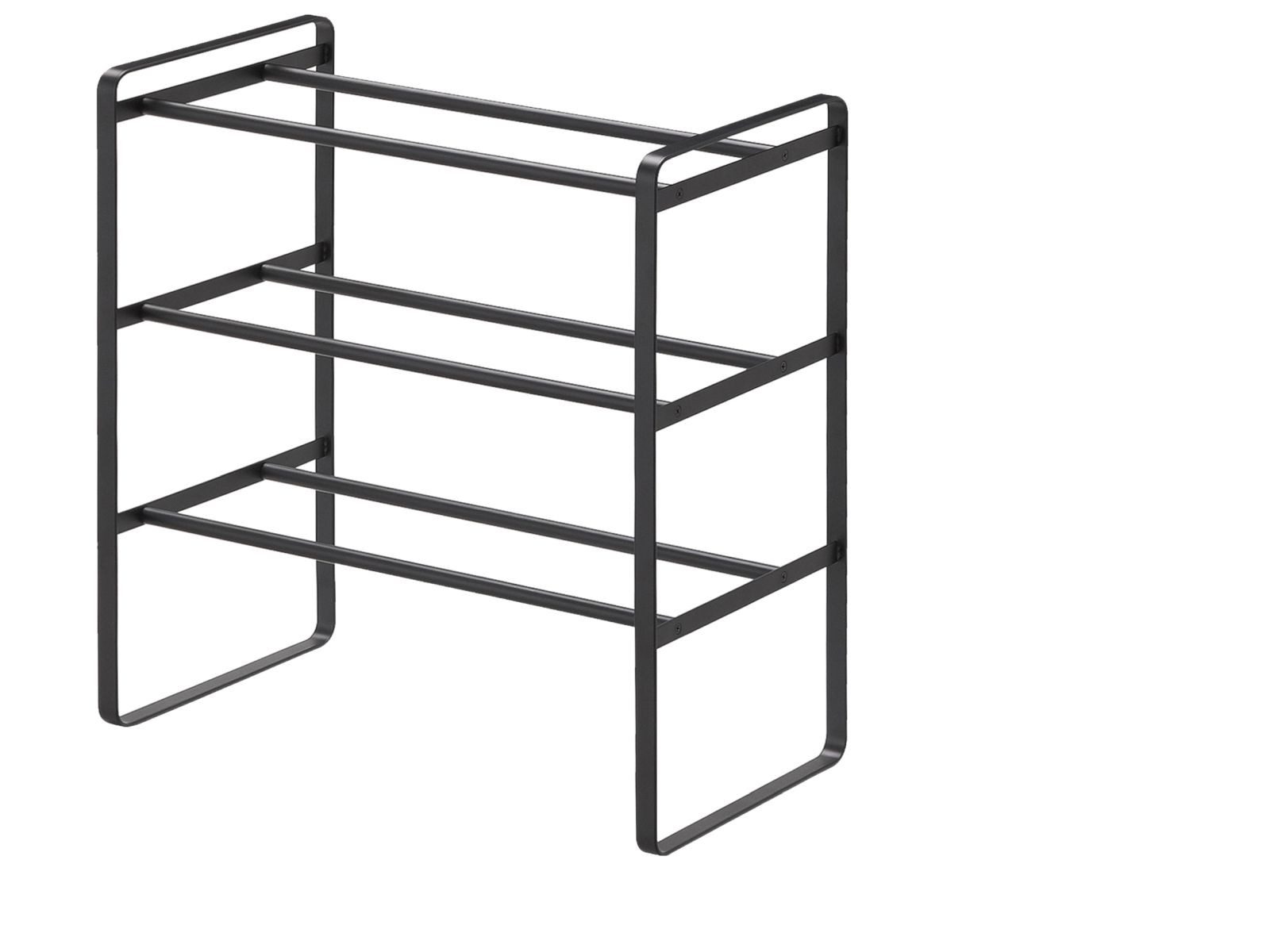 Yamazaki Schuhregal Tower Metall klein minimalistisch ausziehbar stapelbar 3 Ebenen, platzsparend, Schuhständer, Schuhablage, erweiterbar