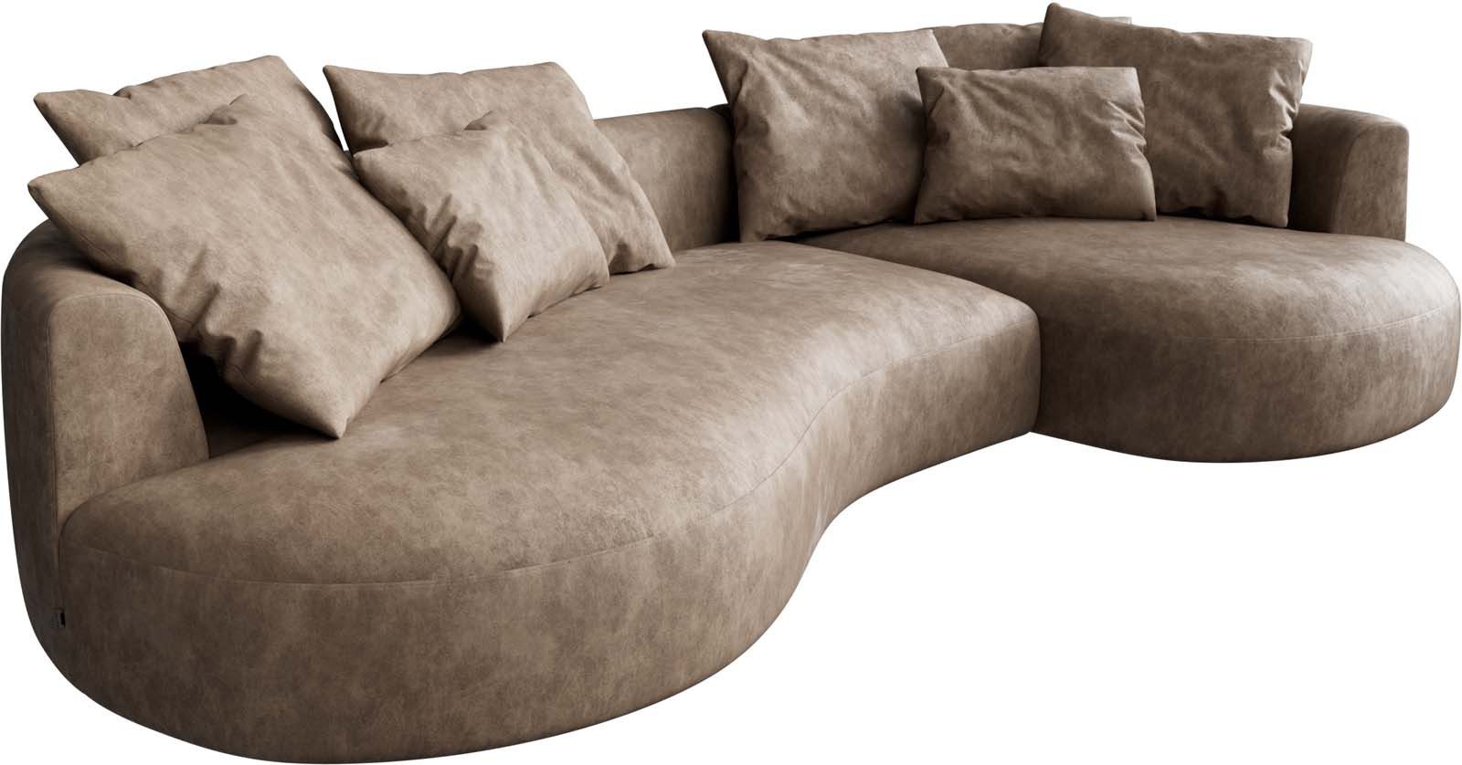 DELIFE Big-Sofa Edina, Mikrofaser Taupe Vintage 330x170 cm