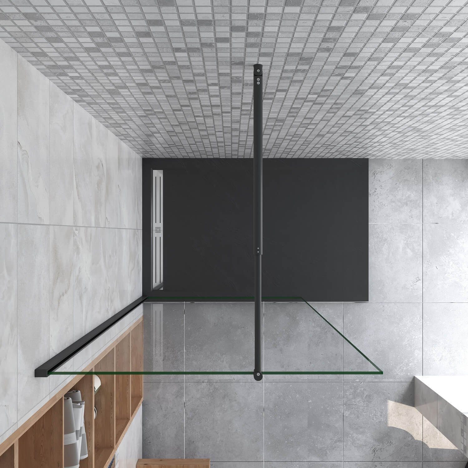 duschspa Duschwand Duschwand Walk in Dusche Duschtrennwand Glaswand 8mm Nano Glas 200cm, Einscheinbensicherheitsglas, Sicherheitsglas, (Set), Nano Glas – Bild 3 von 5