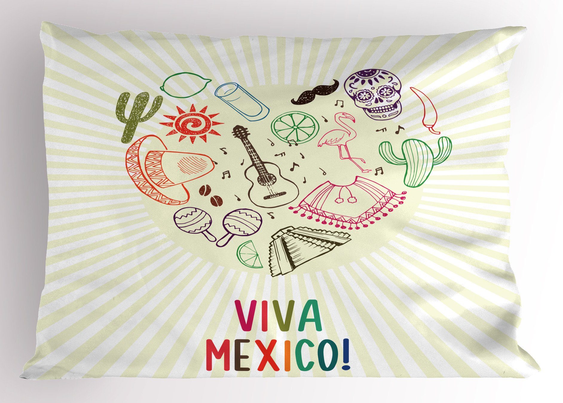 [Großer Ausverkauf nur jetzt] Kissenbezüge Dekorativer Standard King spanisch Viva Mexiko Size Folklore Gedruckter (1 Abakuhaus Kissenbezug, Stück)