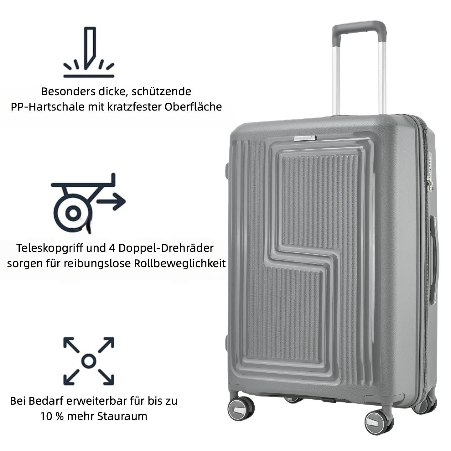 Super Solu Hartschalen-Trolley 28Zoll Hartschalenkoffer aus PP-Kunststoff, günstig online kaufen