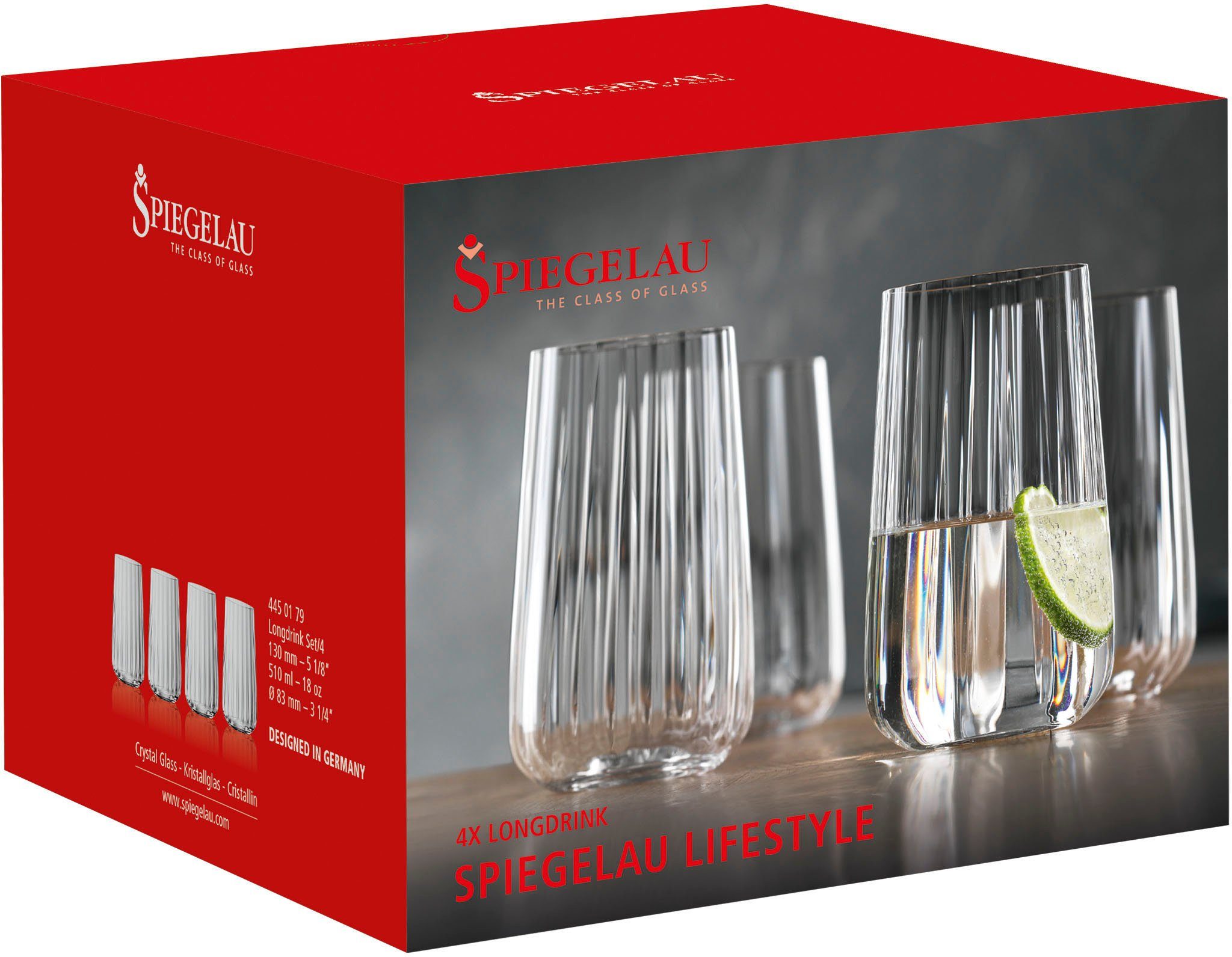 SPIEGELAU Longdrinkglas LifeStyle, 4-tlg., Kristallglas, 510 ml, 4-teilig