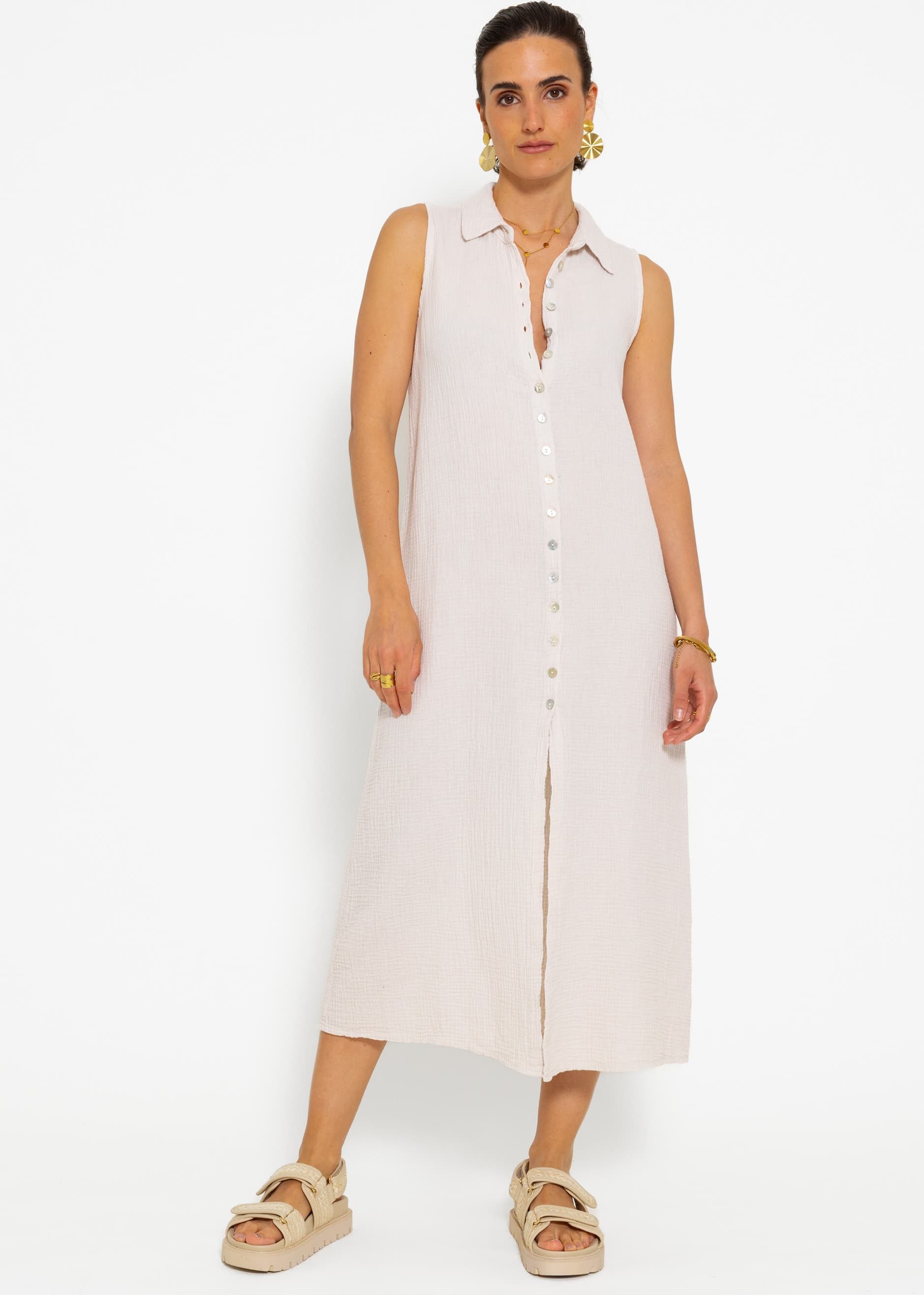 SASSYCLASSY Midikleid Ärmelloses Musselin Kleid mit günstig online kaufen