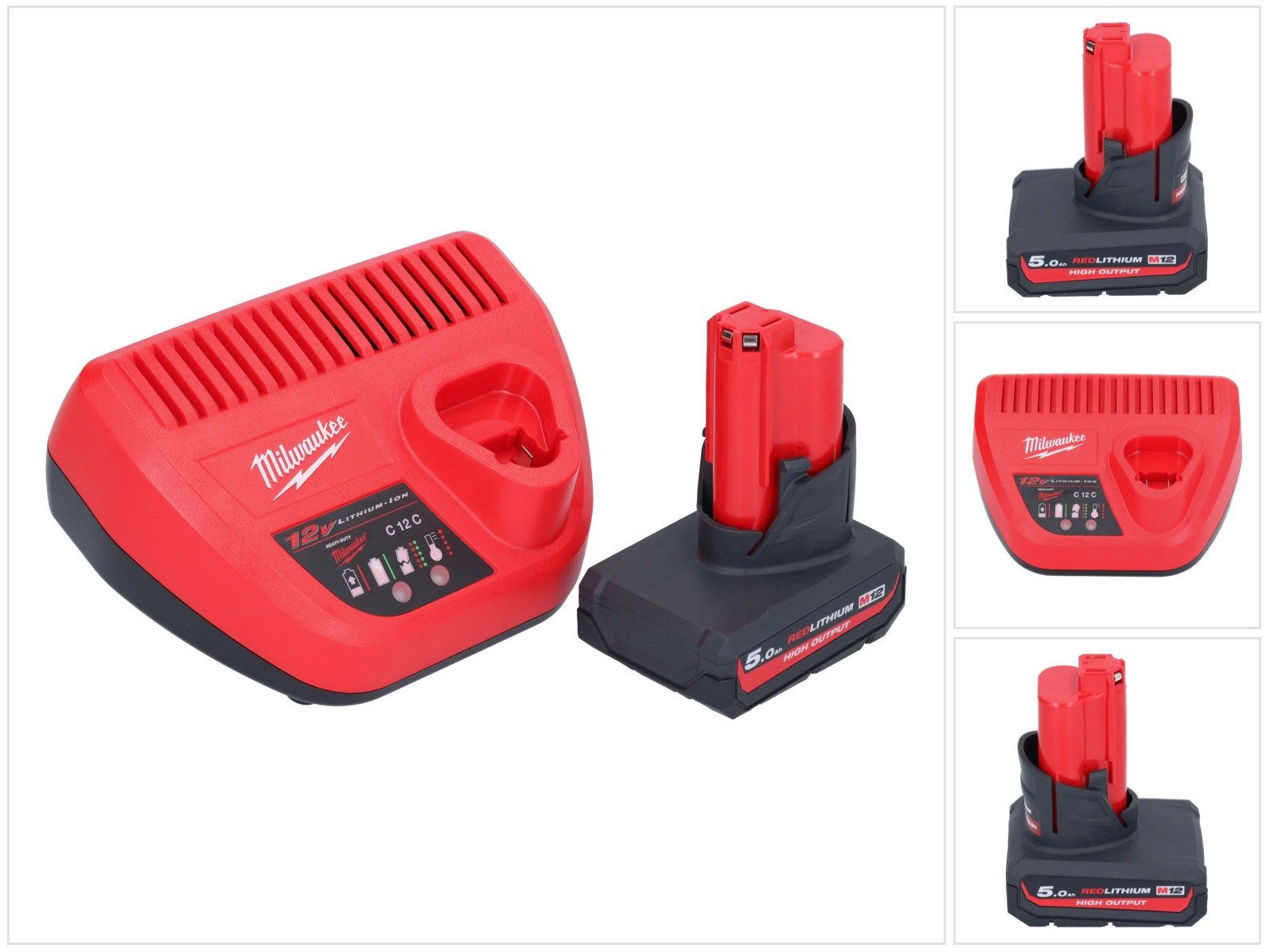 Milwaukee M12 HNRG-501 Akku Starter Set HB5 High Output 12 V 5,0 Ah / 5000 mAh Akkupacks