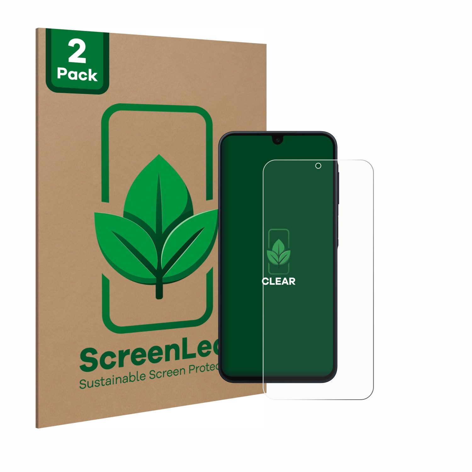ScreenLeaf Displayschutzfolie Schutzfolie für Samsung Galaxy A16 4G, 2 Stück, nachhaltiger Displayschutz Schutz Folie Klar Transparent