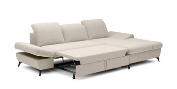 MOEBLO Ecksofa HARPY, mit Schlaffunktion mit Bettkasten, Eckcouch Wohnlandschaft Sofa mit Ottomane Eckgarnitur Polsterecke, Kopfstützen und Armlehnen verstellbar, (BxHxT):283x86x172 cm