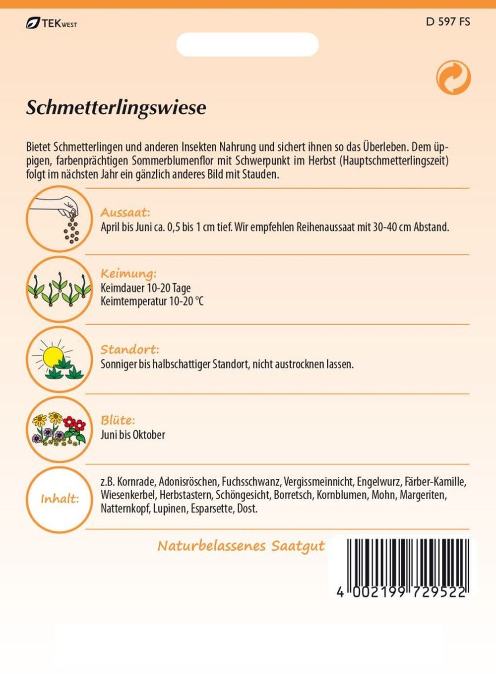 SAMEN PFANN Blumensamen Schmetterlingswiese - Blumenmischung Saatgut Samen günstig online kaufen
