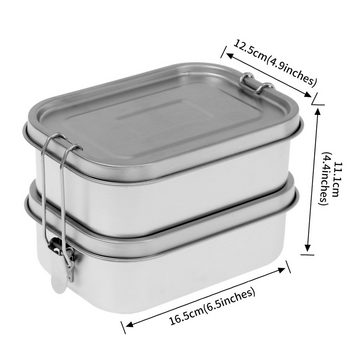 Flanacom Vorratsdose Brotdose Edelstahl Lunchbox Kinder 2x 750 ml (Doppel Brotbox), (2-tlg., ineinander stapelbar, 2er Set)