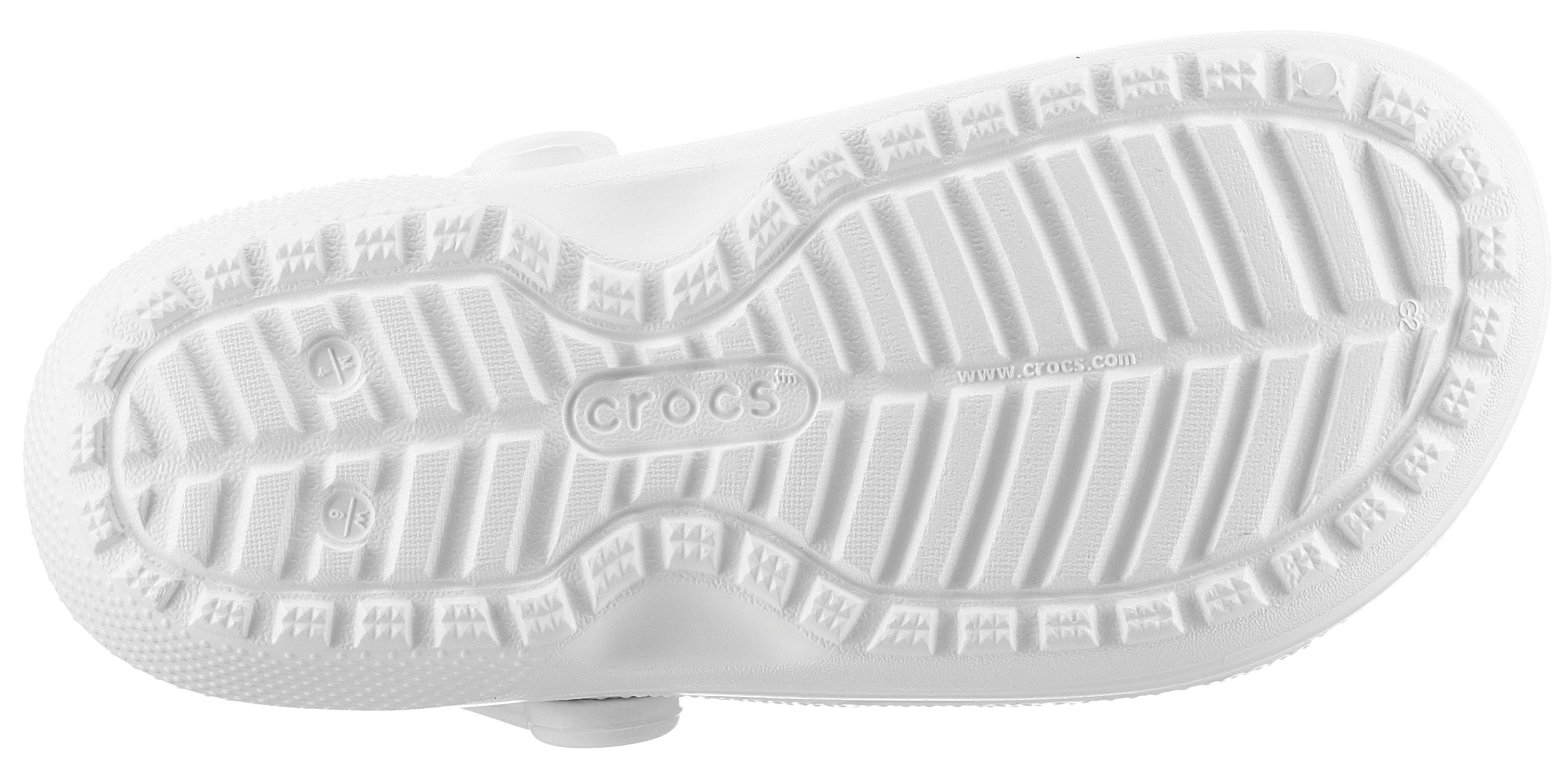 Clog Hausschuh Crocs Fellimitat kuscheligem weiß-grau mit Classic Lined