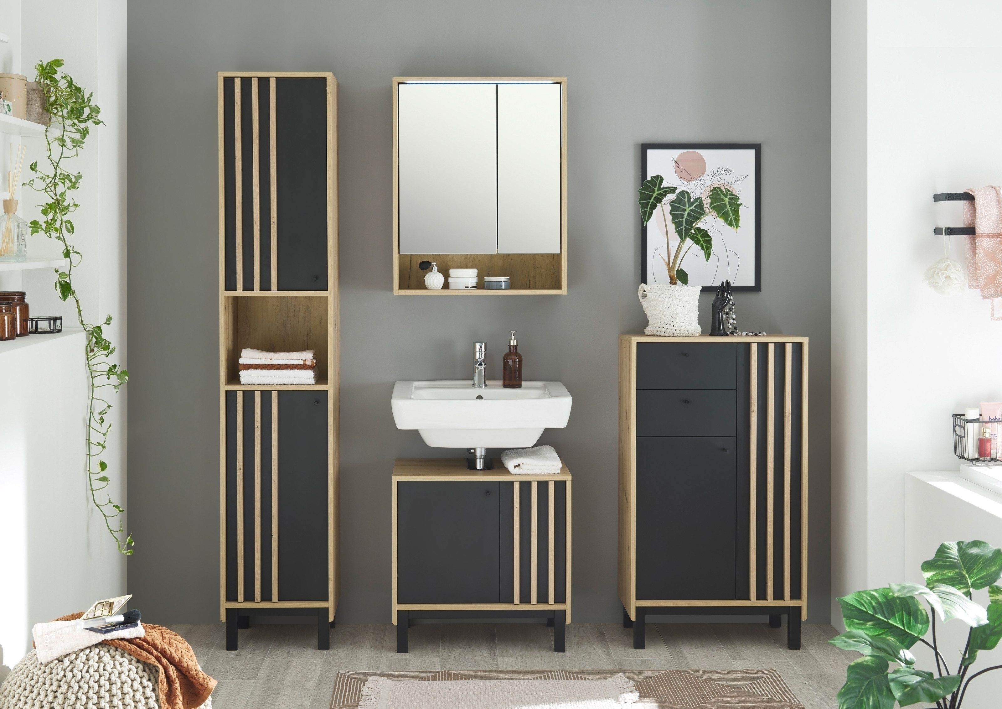 BEGA BBK Badezimmer-Set 198 x 195 x 36 cm (B/H/T), (4-St)