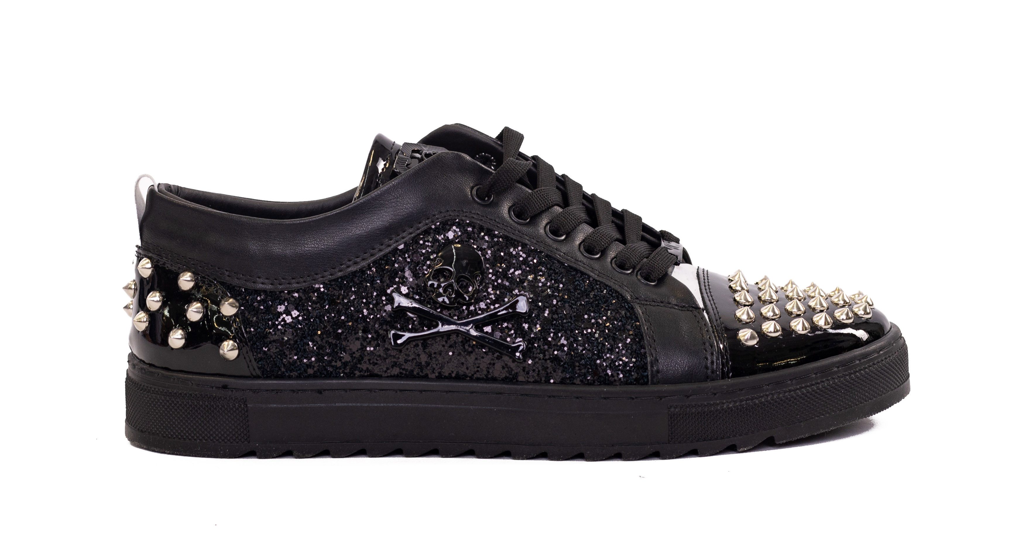 Designer Herren Sneaker mit Totenkopf Schwarz 40 Sneaker