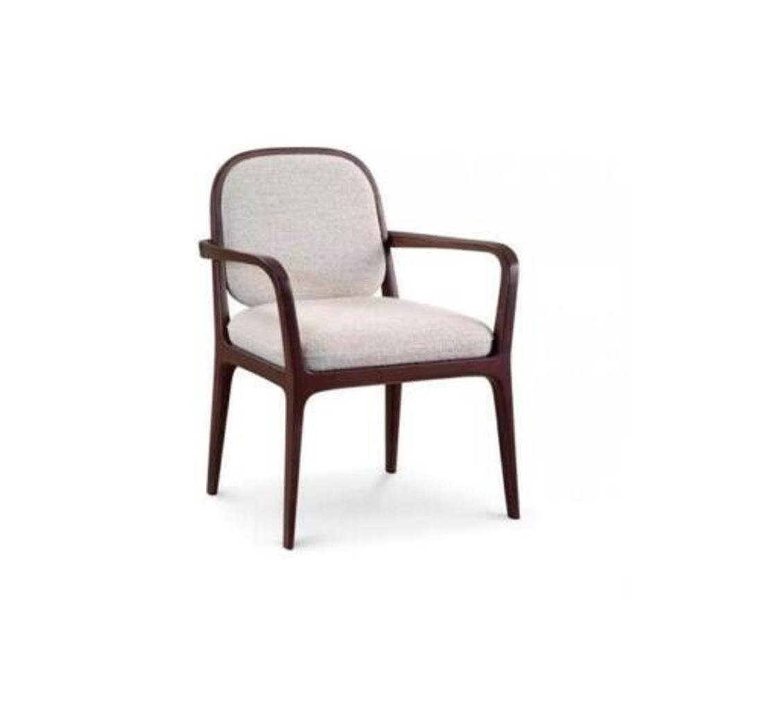 nur Polsterstuhl Sessel), 1x Sessel Made (1-St., Grauer Esszimmer Holzgestell Stuhl Europa in Braunes Möbel JVmoebel Sessel