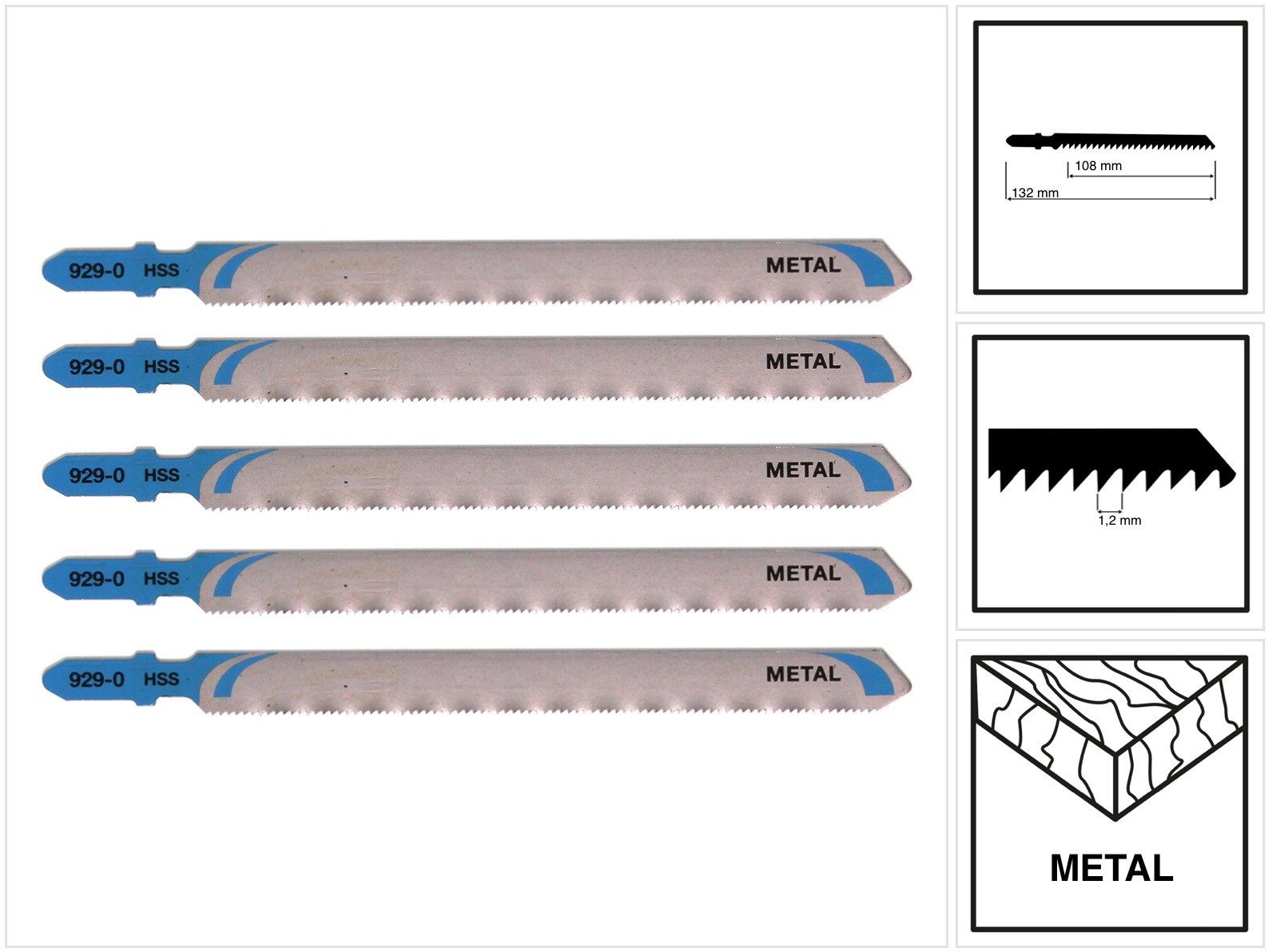 DeWalt Stichsägeblatt DT2085 HSS - Stichsägeblatt Metall T318A, 5er Set