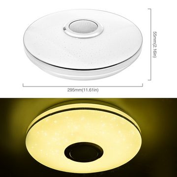 Mutoy LED Deckenleuchte LED Deckenleuchte Dimmbar mit Bluetooth Lautsprecher, LED fest integriert, 36W/60W, Fernbedienung oder APP-Steuerung, RGB Farbwechsel