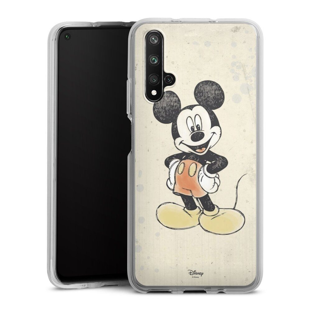 DeinDesign Handyhülle Offizielles Lizenzprodukt Wasserfarbe Mickey Watercolor, Huawei Nova 5T Silikon Hülle Bumper Case Handy Schutzhülle